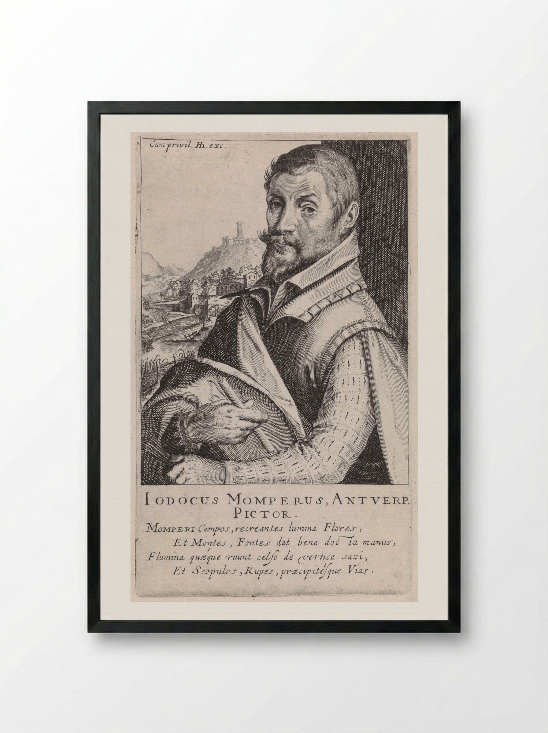 Portrait of Joos de Momper - Simon Frisius - Framed Print Black