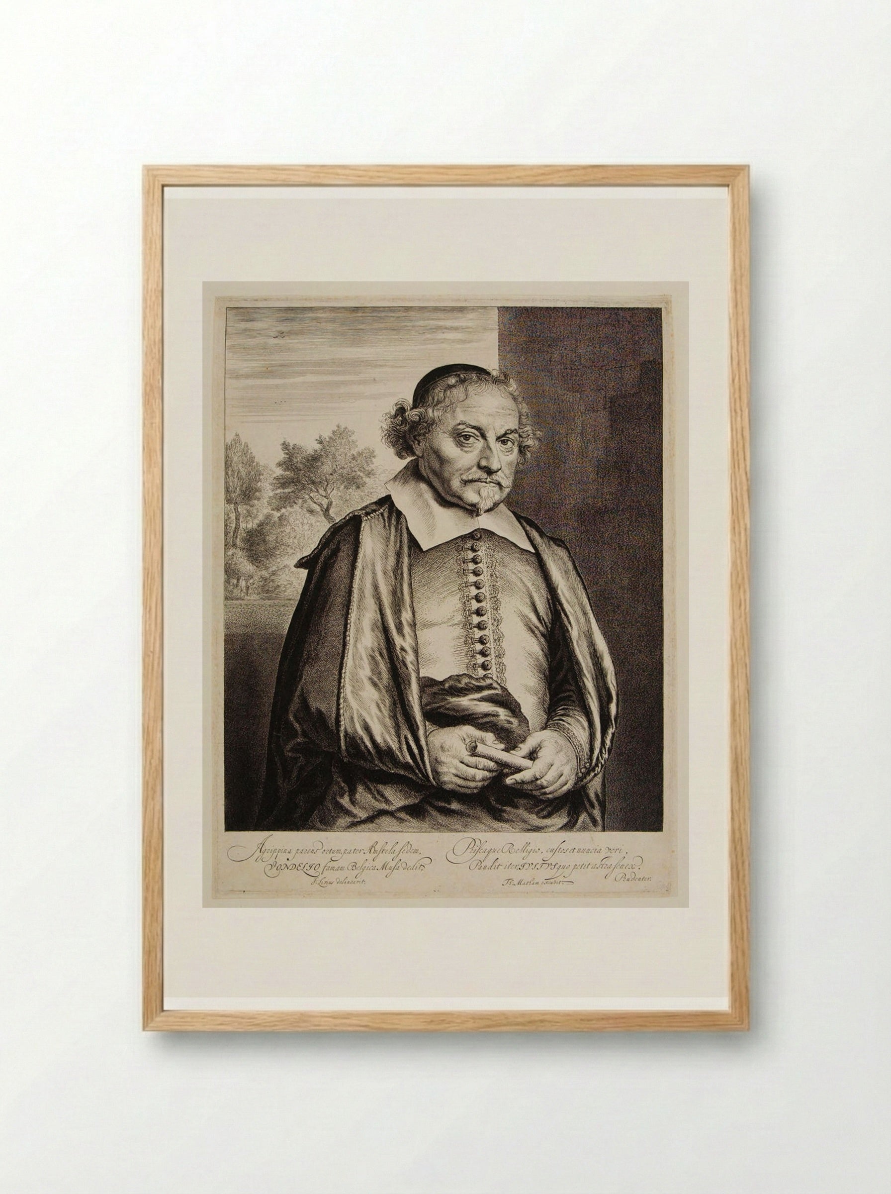 Portrait of Joost van den Vondel - Jan Lievens - Framed Print Wood