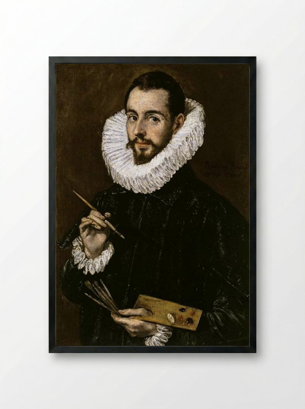 Portrait of Jorge Manuel Theotokopoulos - El Greco - Framed Print Black