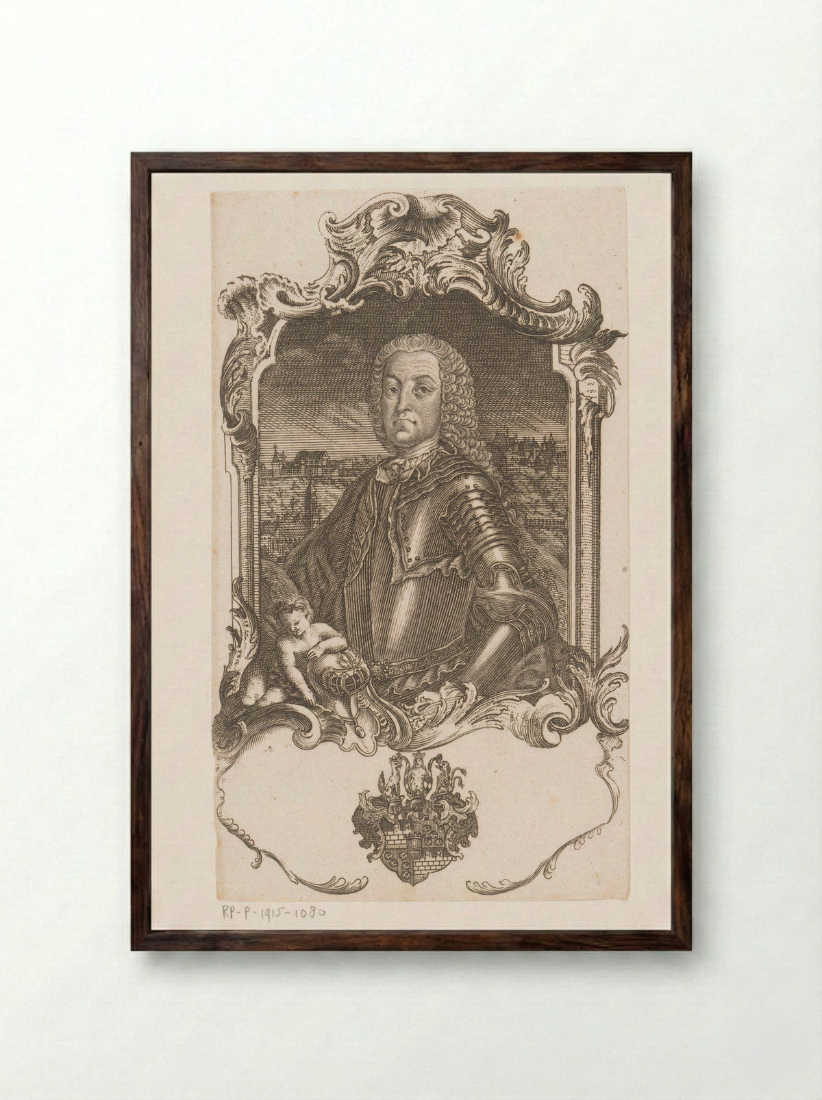Portrait of Joseph Adam von Taufkirch auf Guttenberg - Joseph Anton Zimmermann - Framed Print Dark Wood