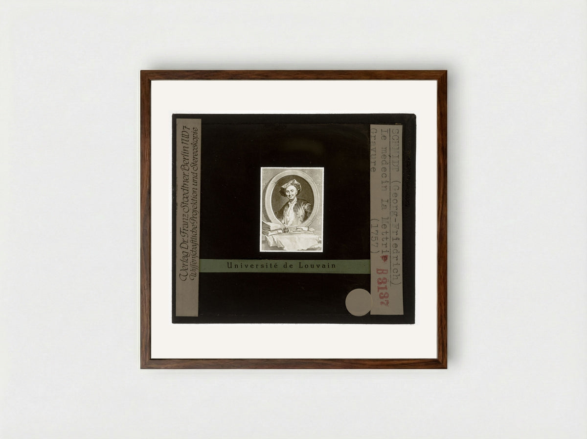 Portrait of Julien Offray de La Mettrie - Georg Friedrich Schmidt - Framed Print Dark Wood