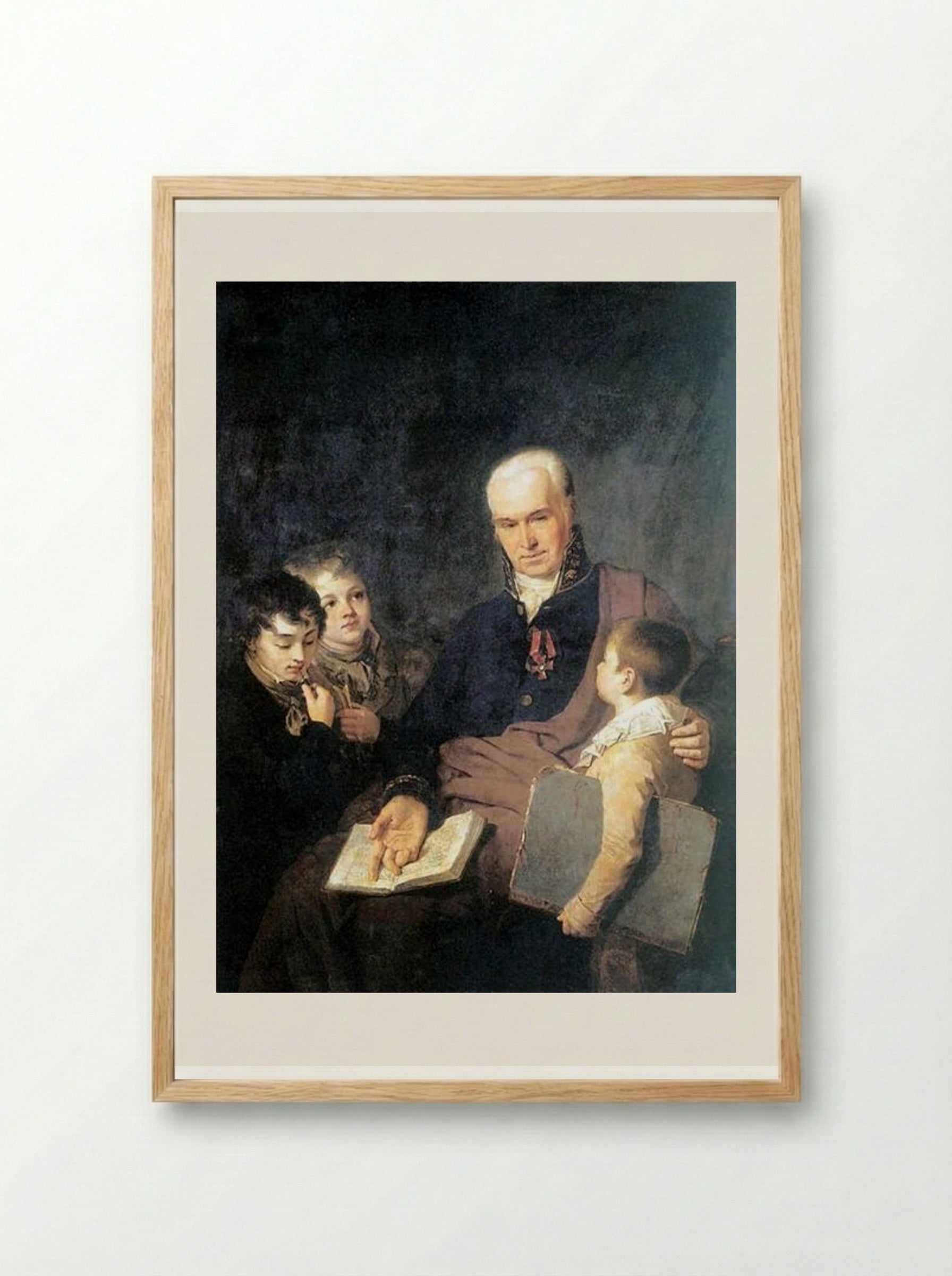 Portrait of K. I. Golovachevsky and the Younger Pupils of the Academy - Alexey Venetsianov - Framed Print Wood
