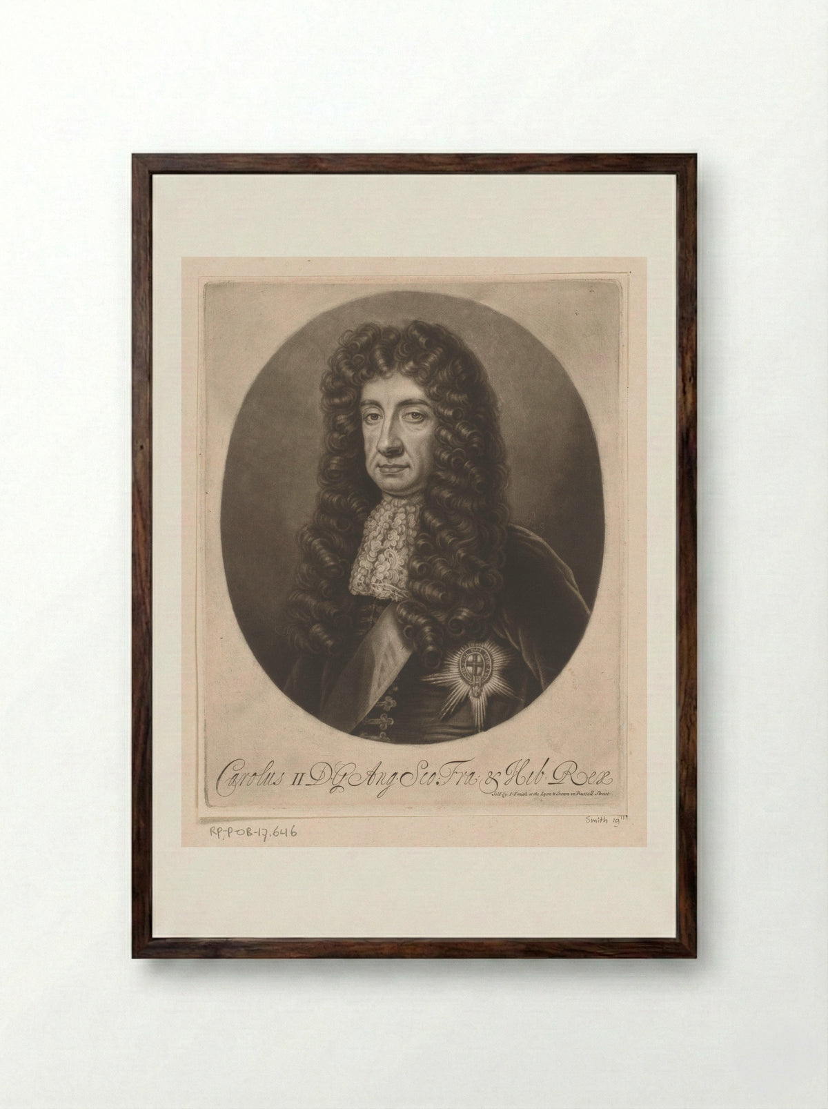 Portrait of King Charles II - Isaac Beckett - Framed Print Dark Wood