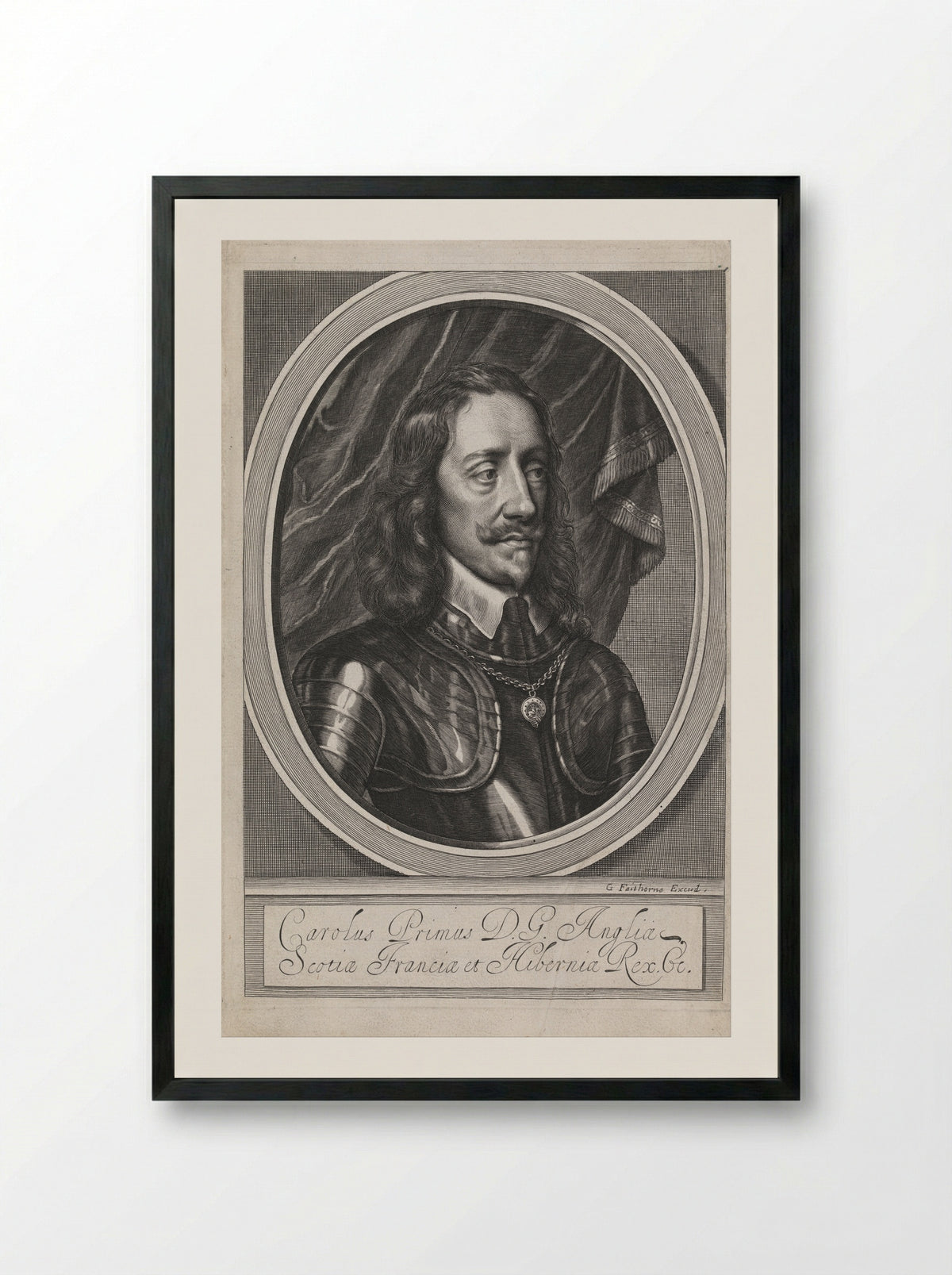 Portrait of King Charles I - William Faithorne (I) - Framed Print Black