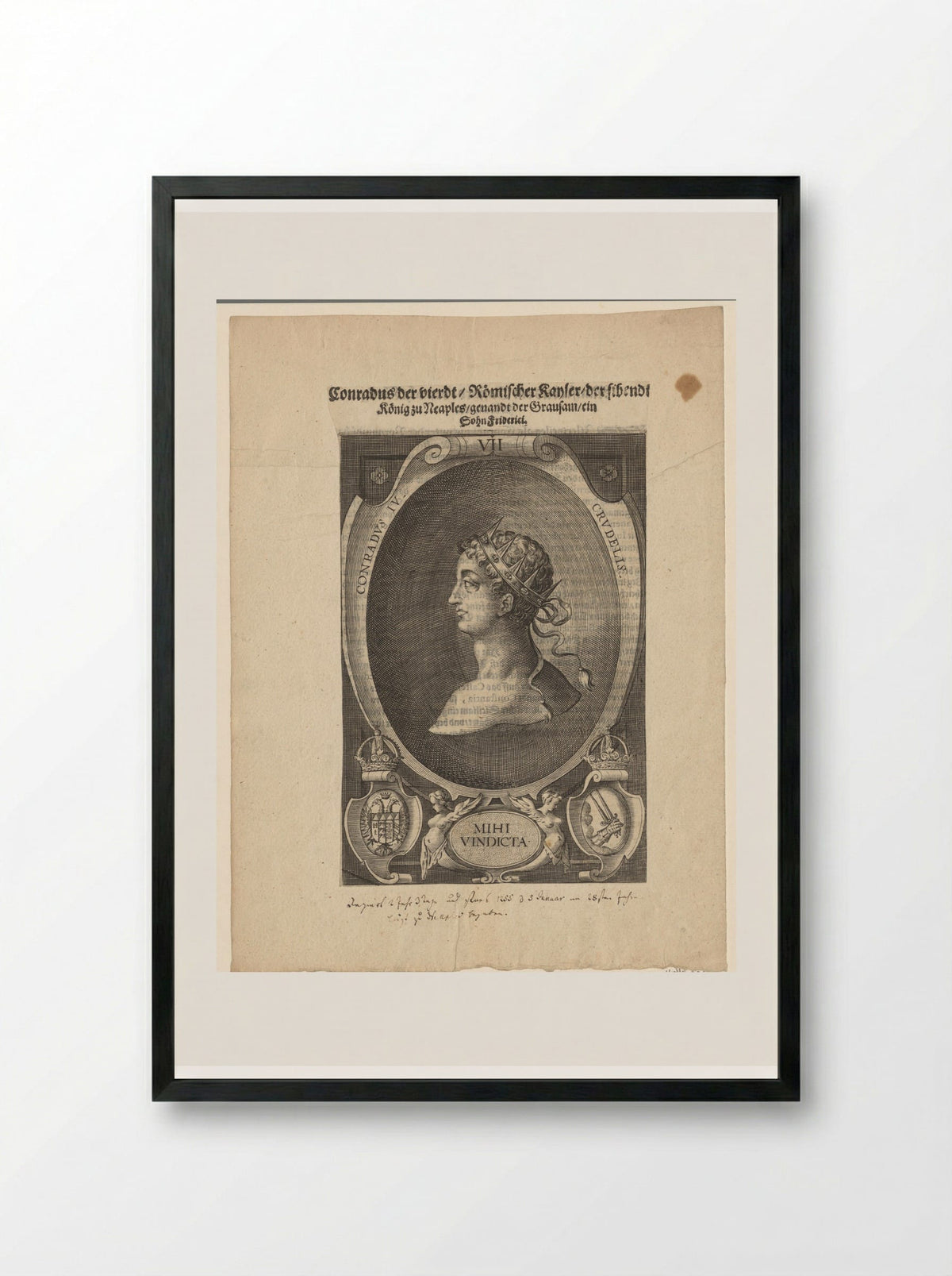 Portrait of King Conrad IV - Lucas Kilian - Framed Print Black