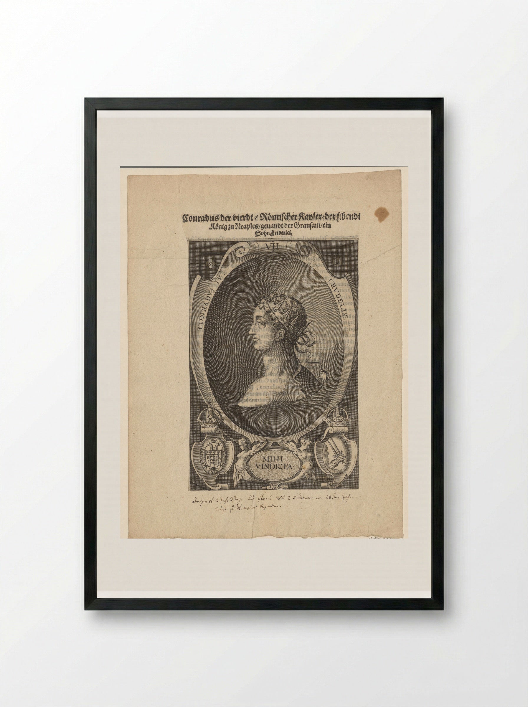 Portrait of King Conrad IV - Lucas Kilian - Framed Print Black