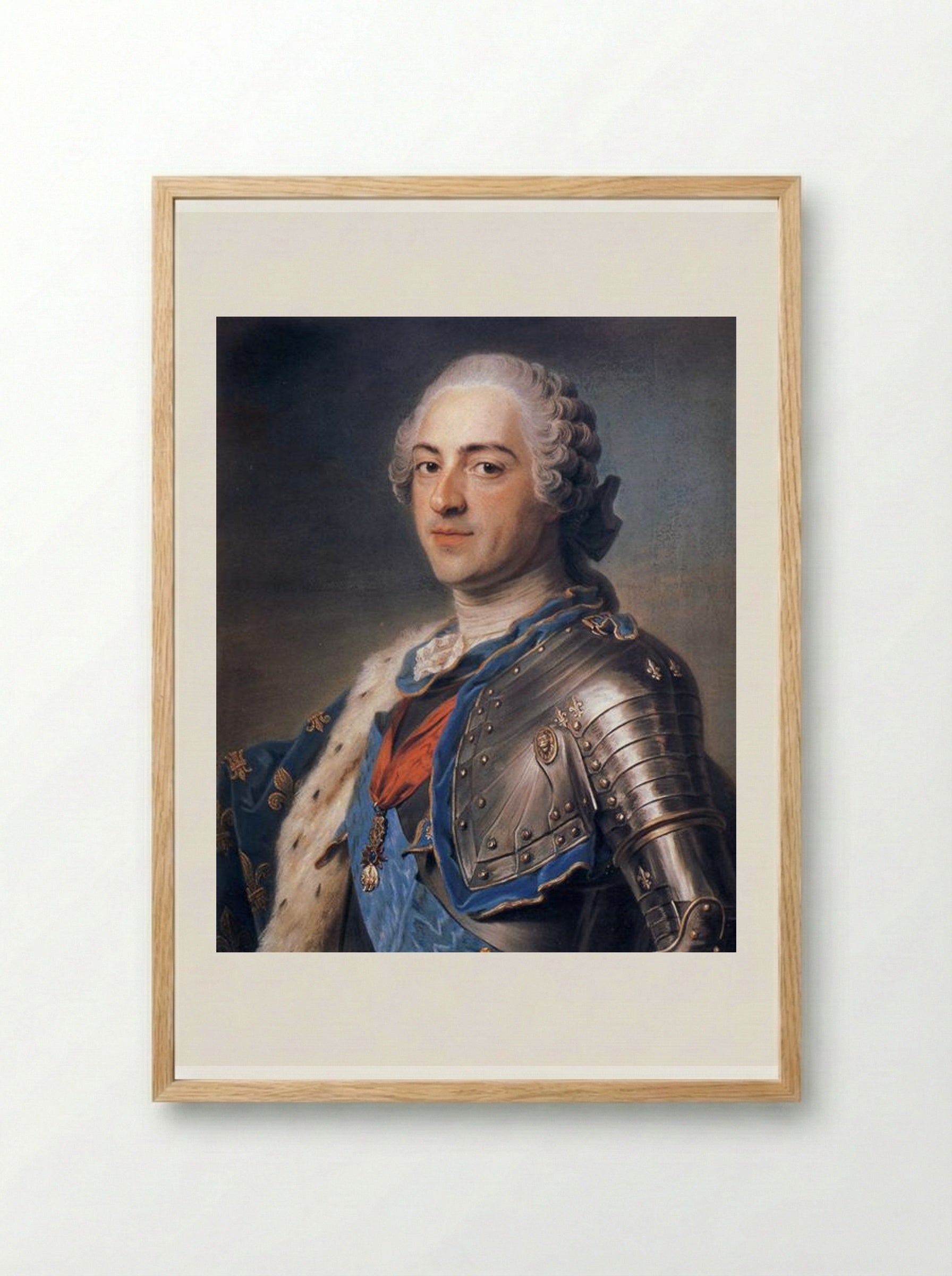 Portrait of King Louis XV - Maurice Quentin de La Tour - Framed Print Wood