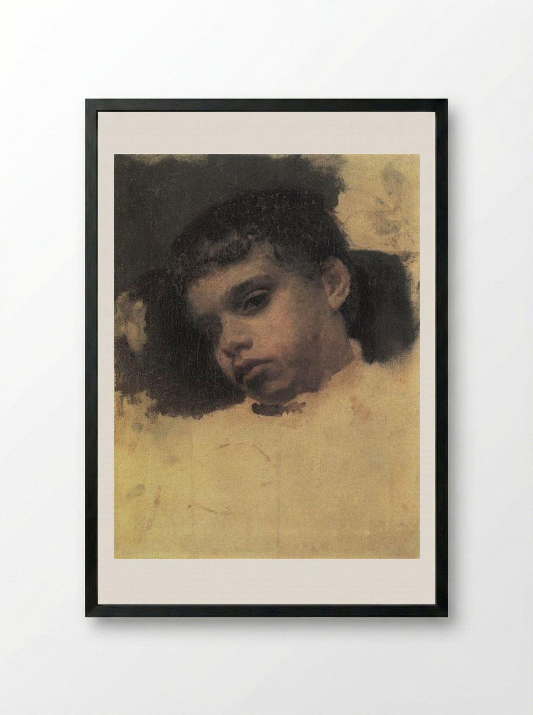 Portrait of Kolya (Nikolay) Simonovich - Valentin Serov - Framed Print Black