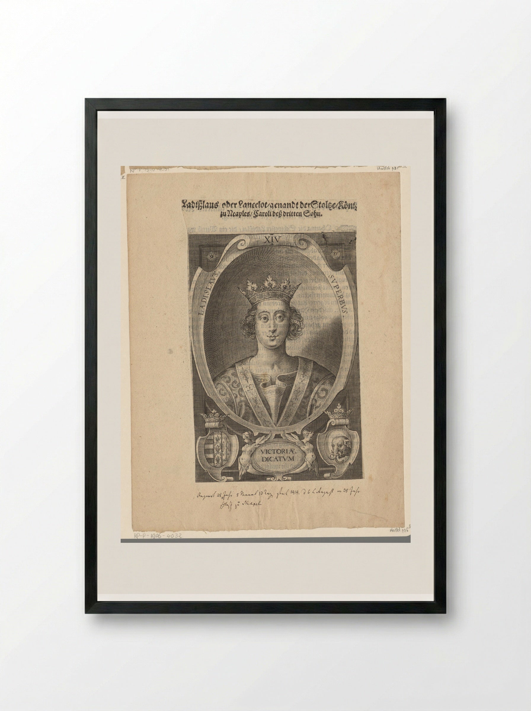 Portrait of Ladislaus, King of Naples - Lucas Kilian - Framed Print Black