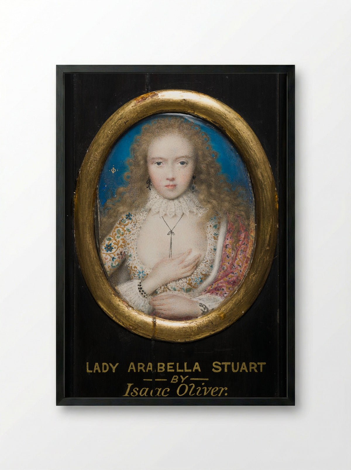 Portrait of Lady Arabella Stuart - Isaac Oliver - Framed Print Black