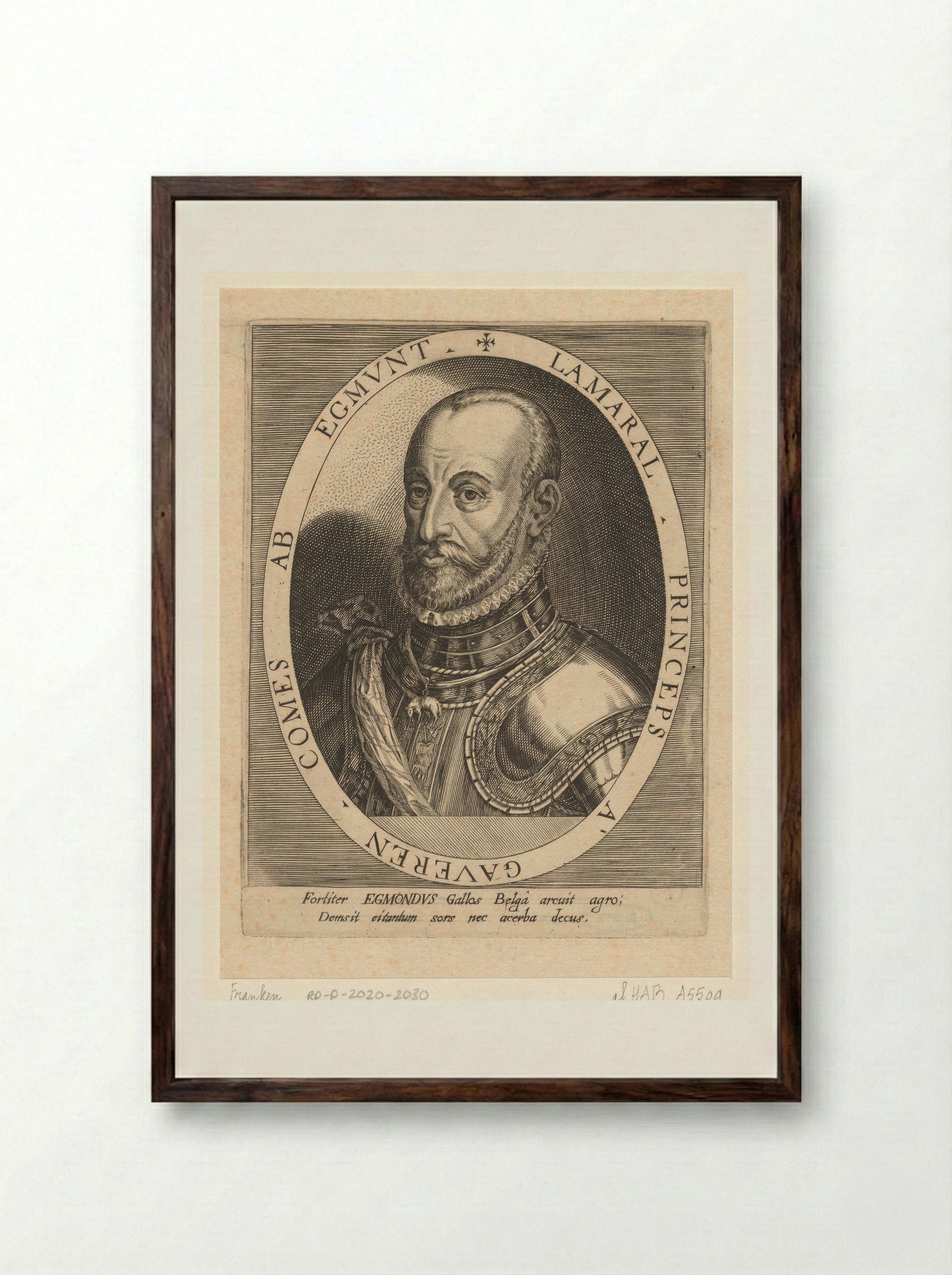 Portrait of Lamoral, Count of Egmont - Dominicus Custos - Framed Print Dark Wood