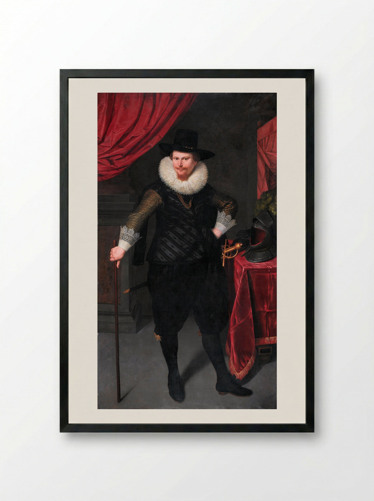 Portrait of Laurens Reael - Cornelis van der Voort - Framed Print Black