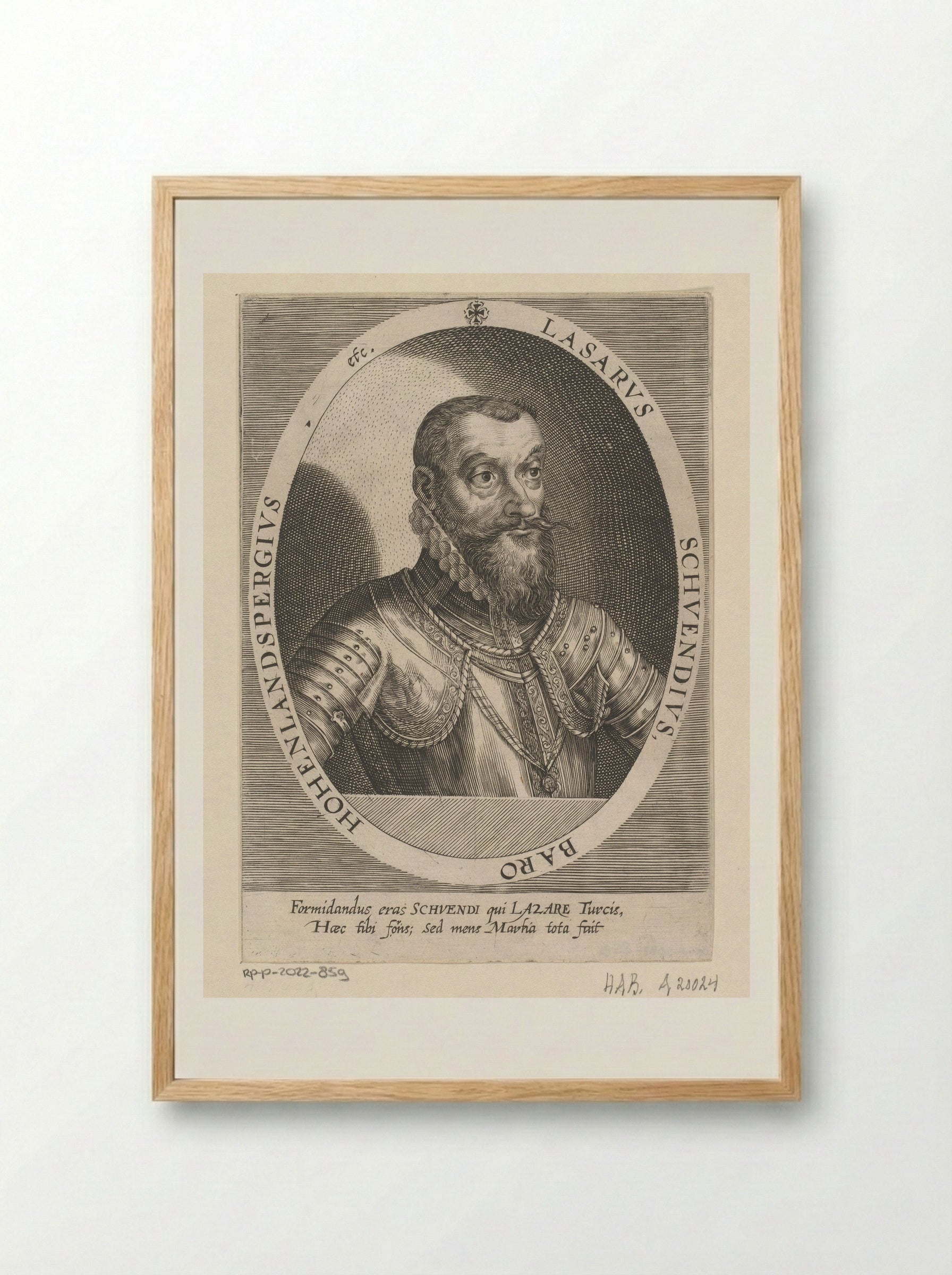 Portrait of Lazarus von Schwendi - Dominicus Custos - Framed Print Wood