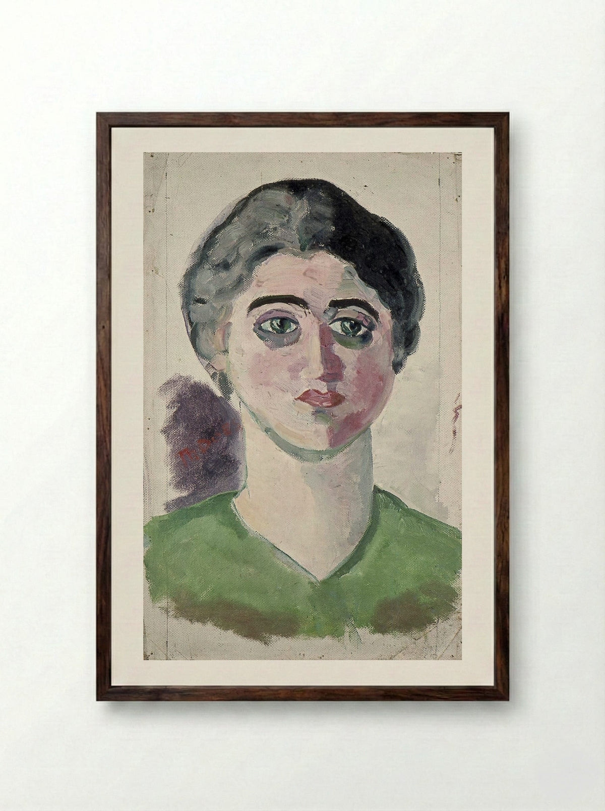 Portrait of Lena Milius - Theo van Doesburg - Framed Print Dark Wood