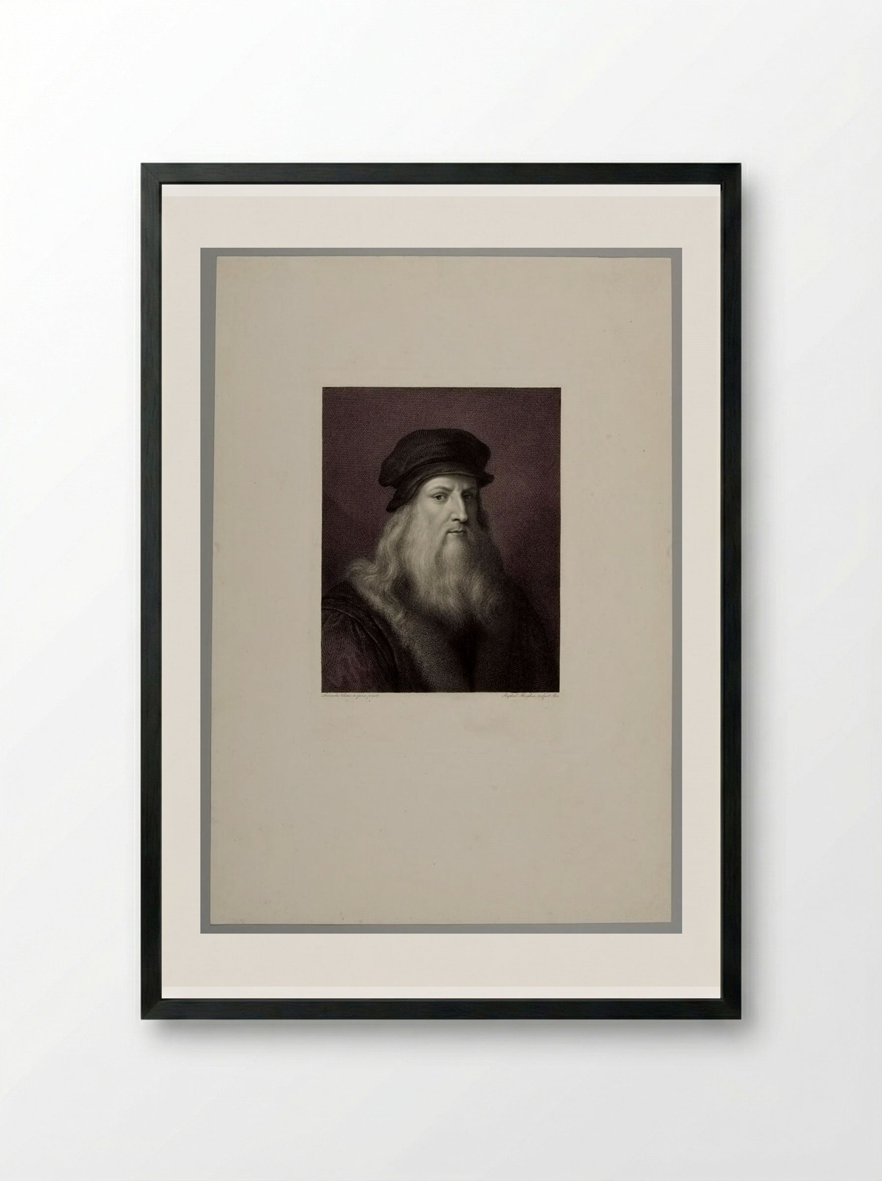 Portrait of Leonardo da Vinci - Raphael Morghen - Framed Print Black
