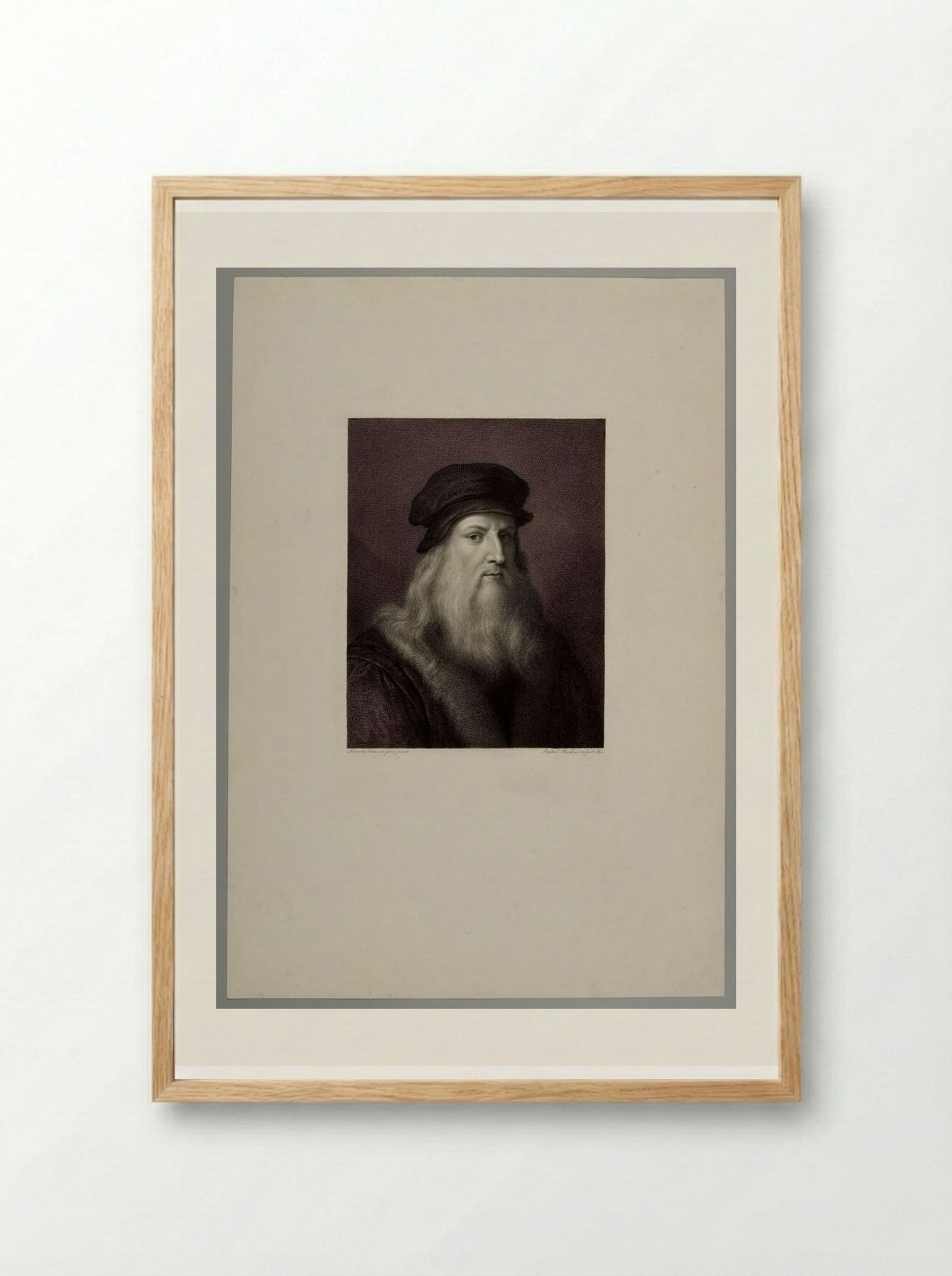 Portrait of Leonardo da Vinci - Raphael Morghen - Framed Print Wood