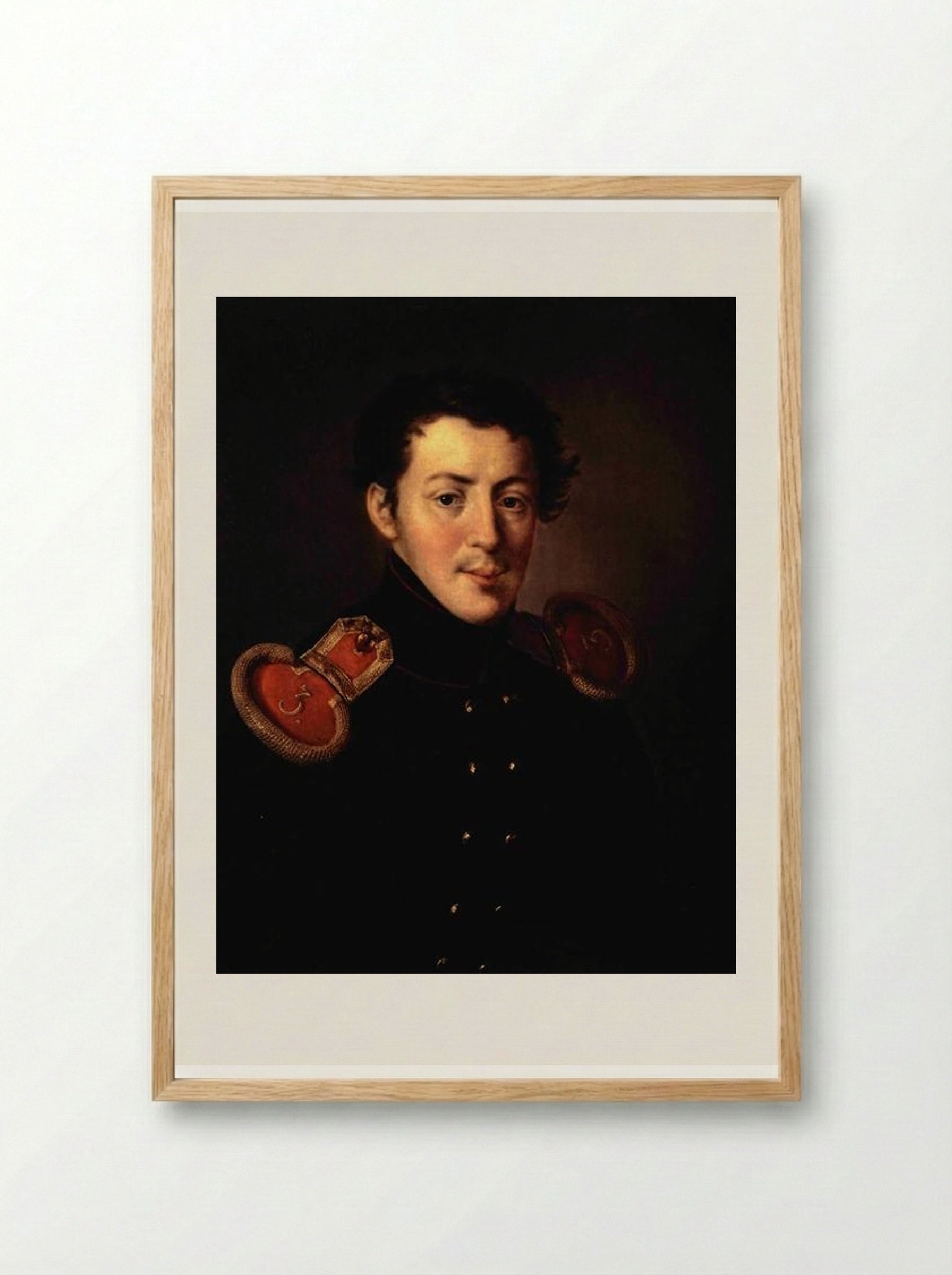 Portrait of Lieutenant Captain Ivan Vasilyevich Alymov - Vasily Tropinin - Framed Print Wood