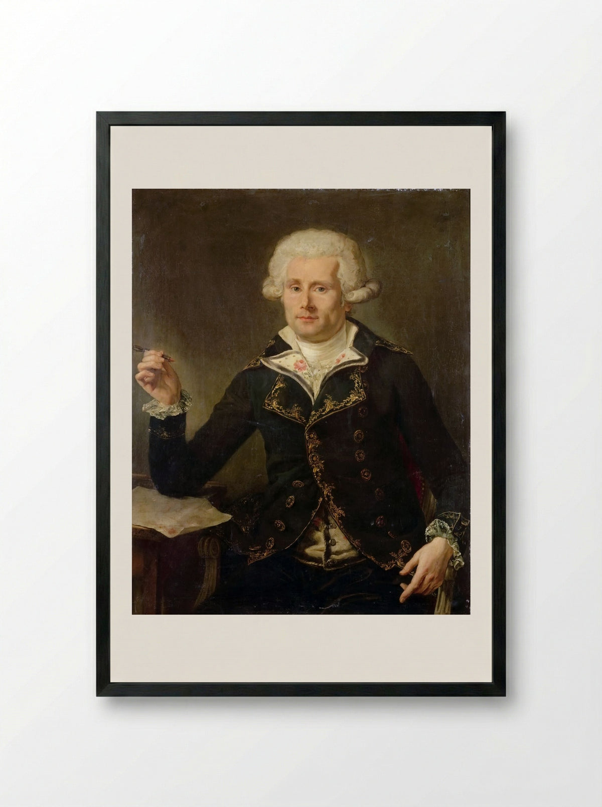 Portrait of Louis Antoine de Bougainville - Joseph Ducreux - Framed Print Black