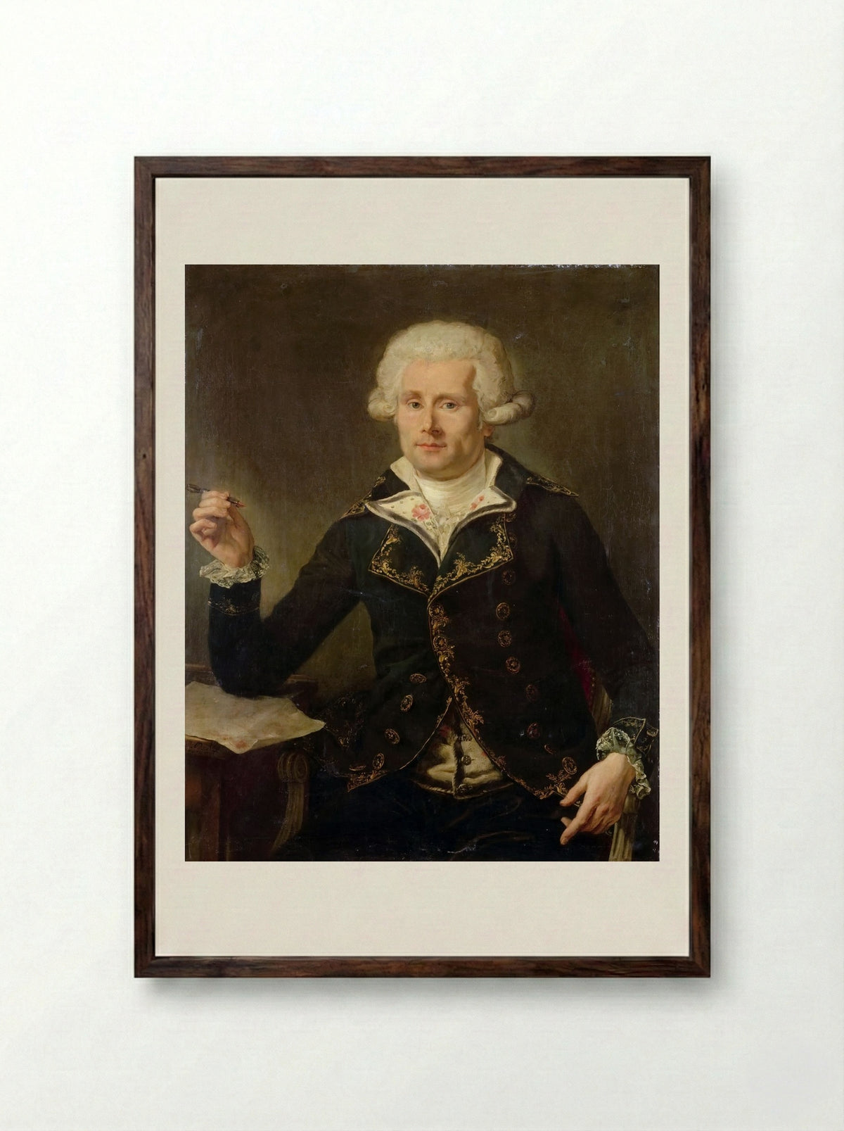 Portrait of Louis Antoine de Bougainville - Joseph Ducreux - Framed Print Dark Wood