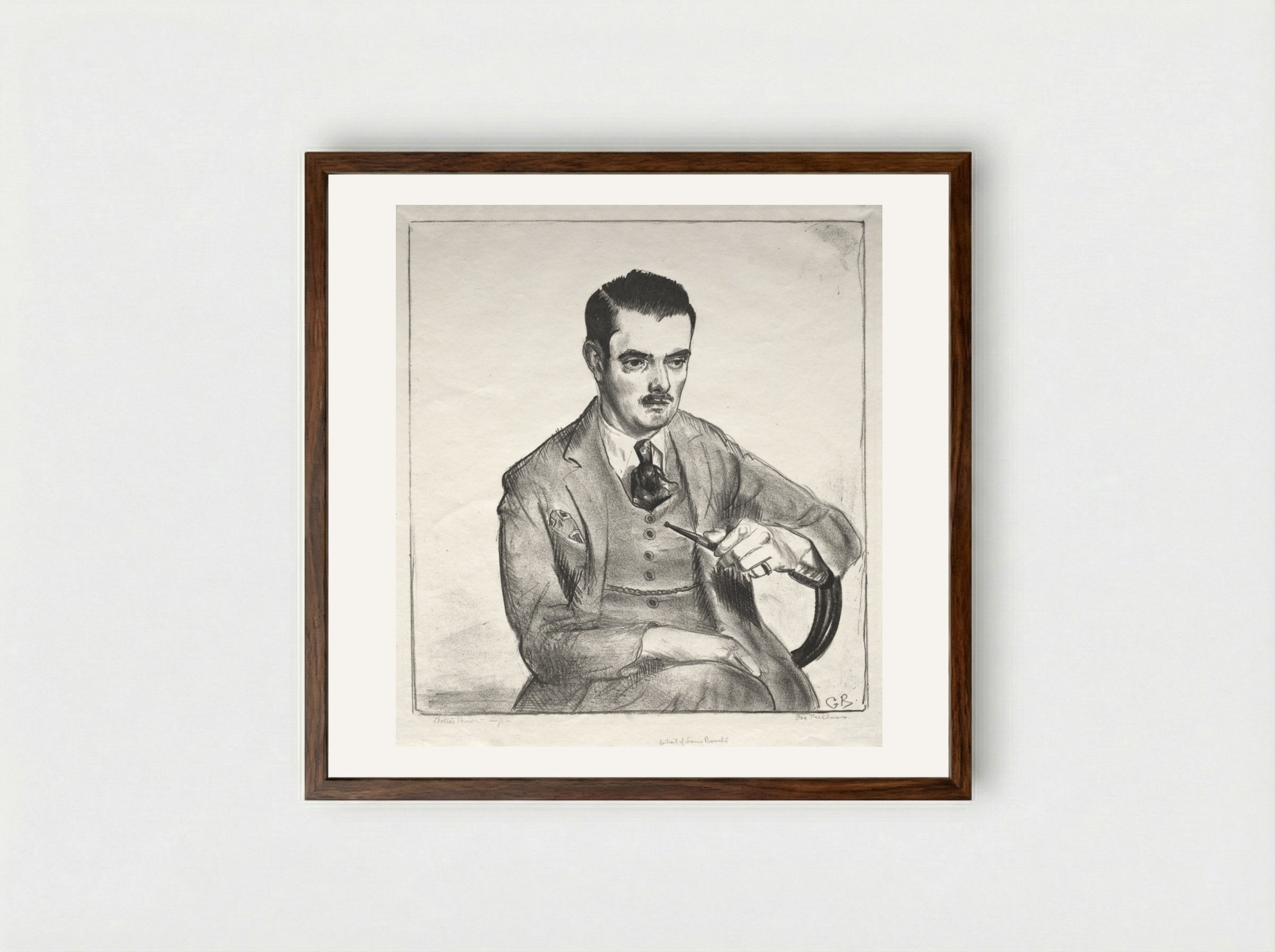 Portrait of Louis Bouché - George Bellows - Framed Print Dark Wood