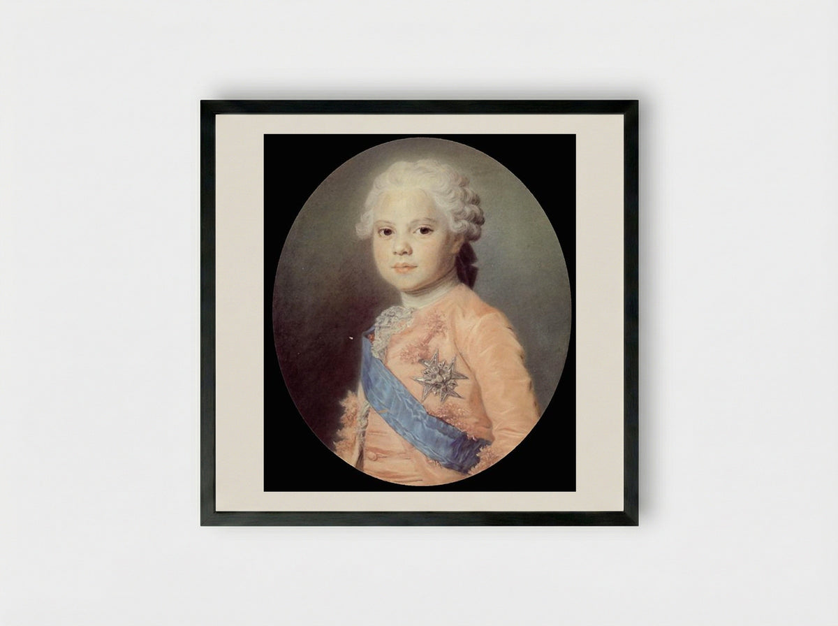 Portrait of Louis, Dauphin of France - Maurice Quentin de La Tour - Framed Print Black