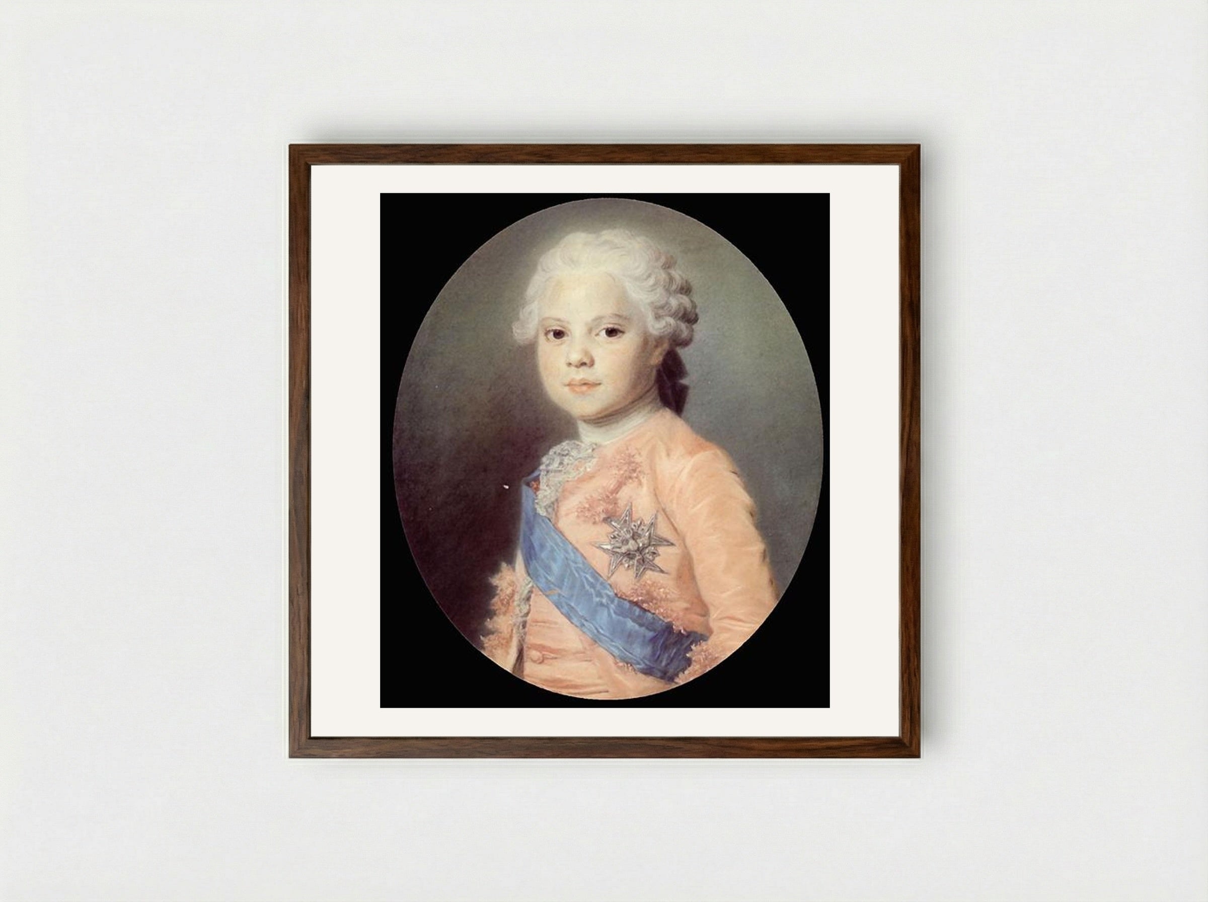 Portrait of Louis, Dauphin of France - Maurice Quentin de La Tour - Framed Print Dark Wood
