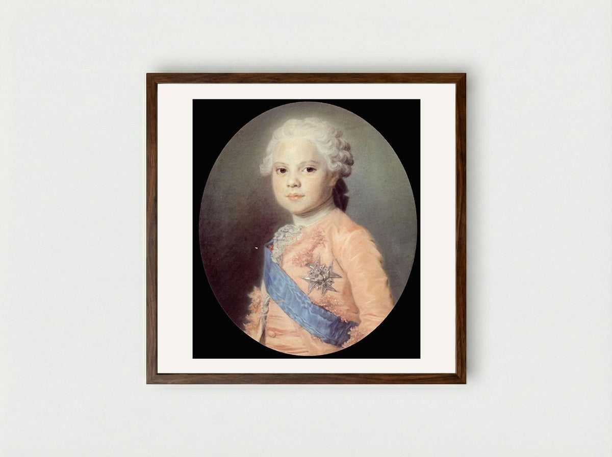 Portrait of Louis, Dauphin of France - Maurice Quentin de La Tour - Framed Print Dark Wood