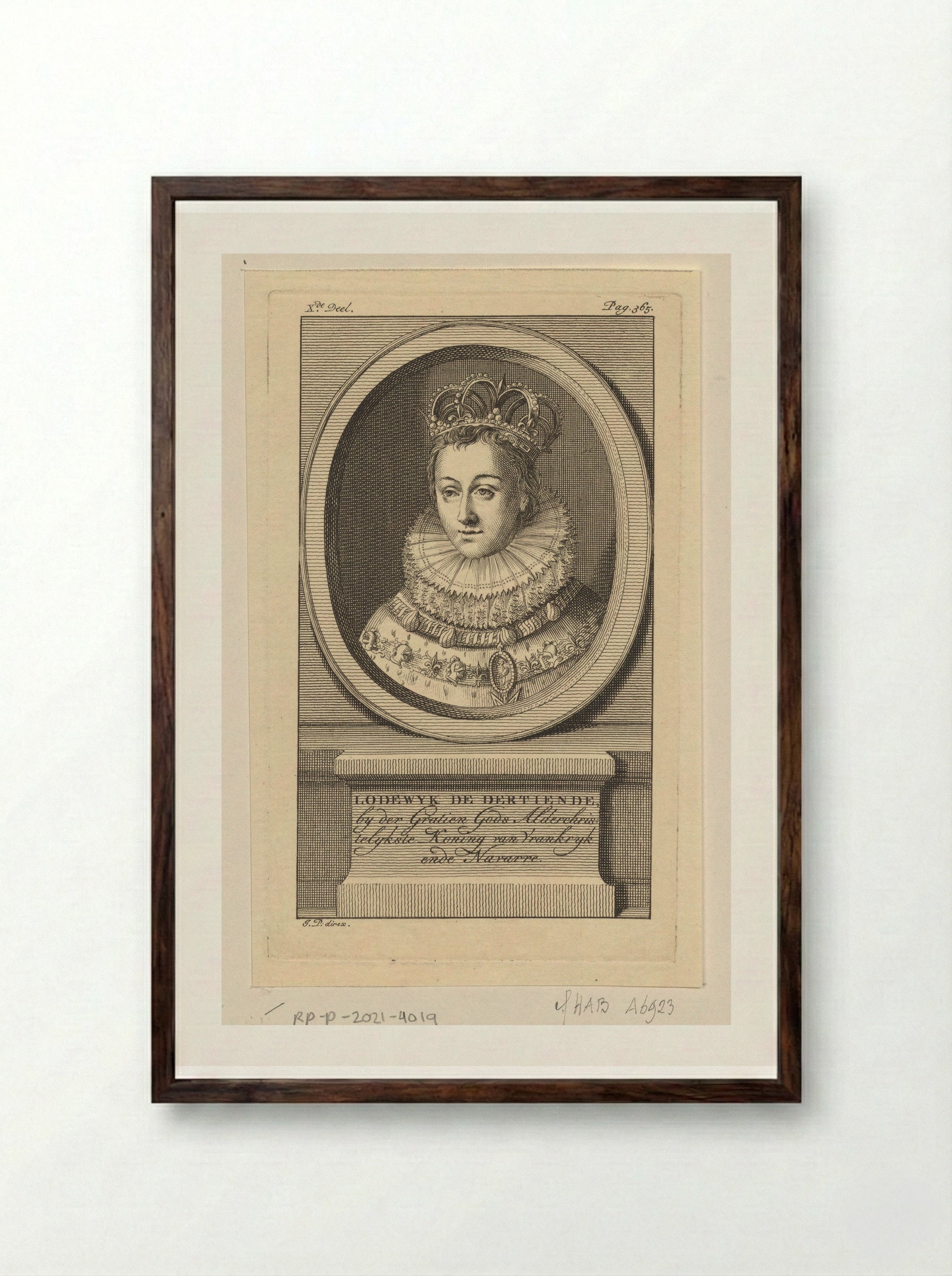 Portrait of Louis XIII of France - Jan Punt - Framed Print Dark Wood