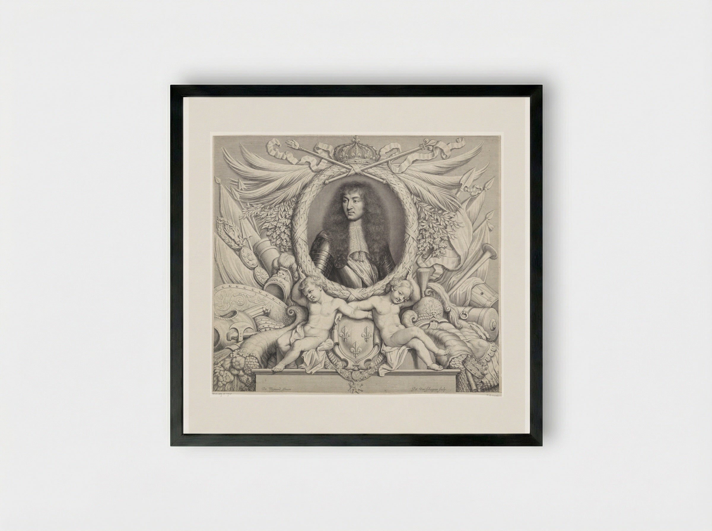 Portrait of Louis XIV - Pieter van Schuppen - Framed Print Black