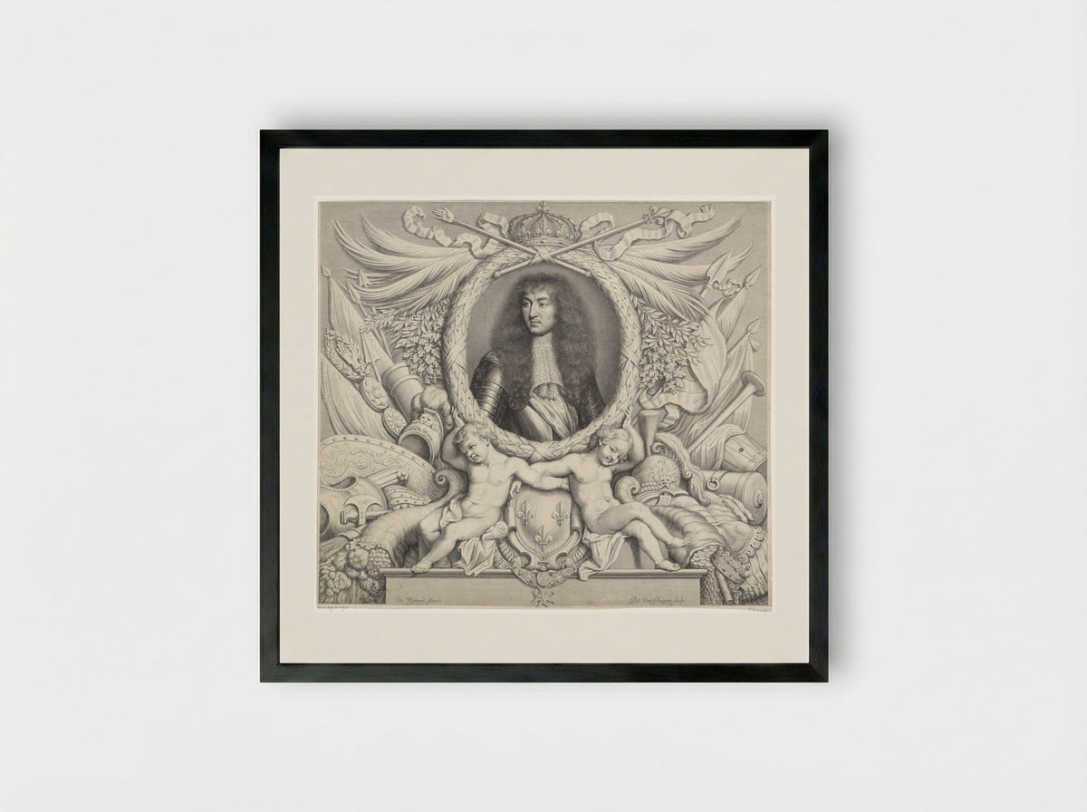 Portrait of Louis XIV - Pieter van Schuppen - Framed Print Black