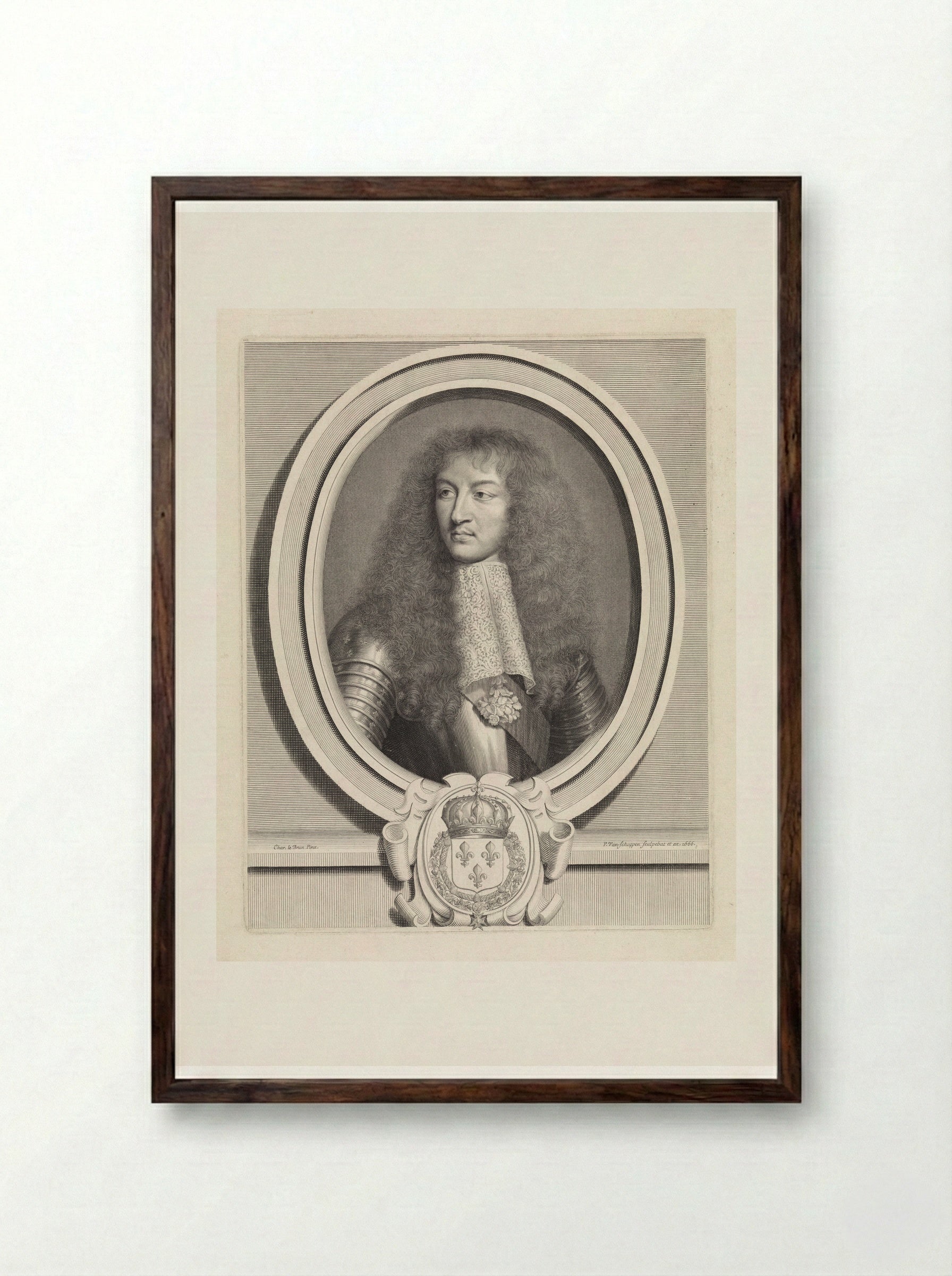 Portrait of Louis XIV - Pieter van Schuppen - Framed Print Dark Wood