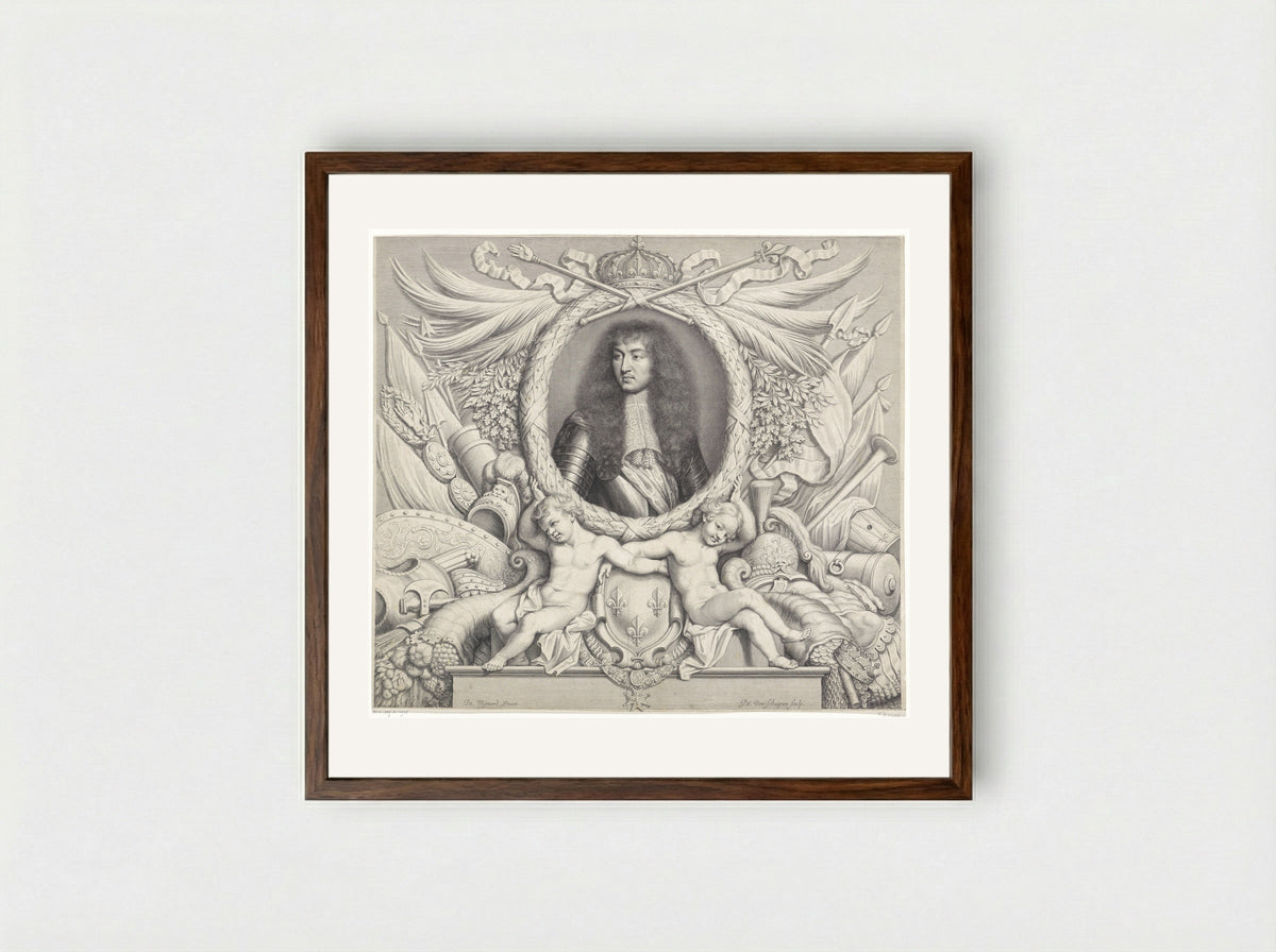 Portrait of Louis XIV - Pieter van Schuppen - Framed Print Dark Wood