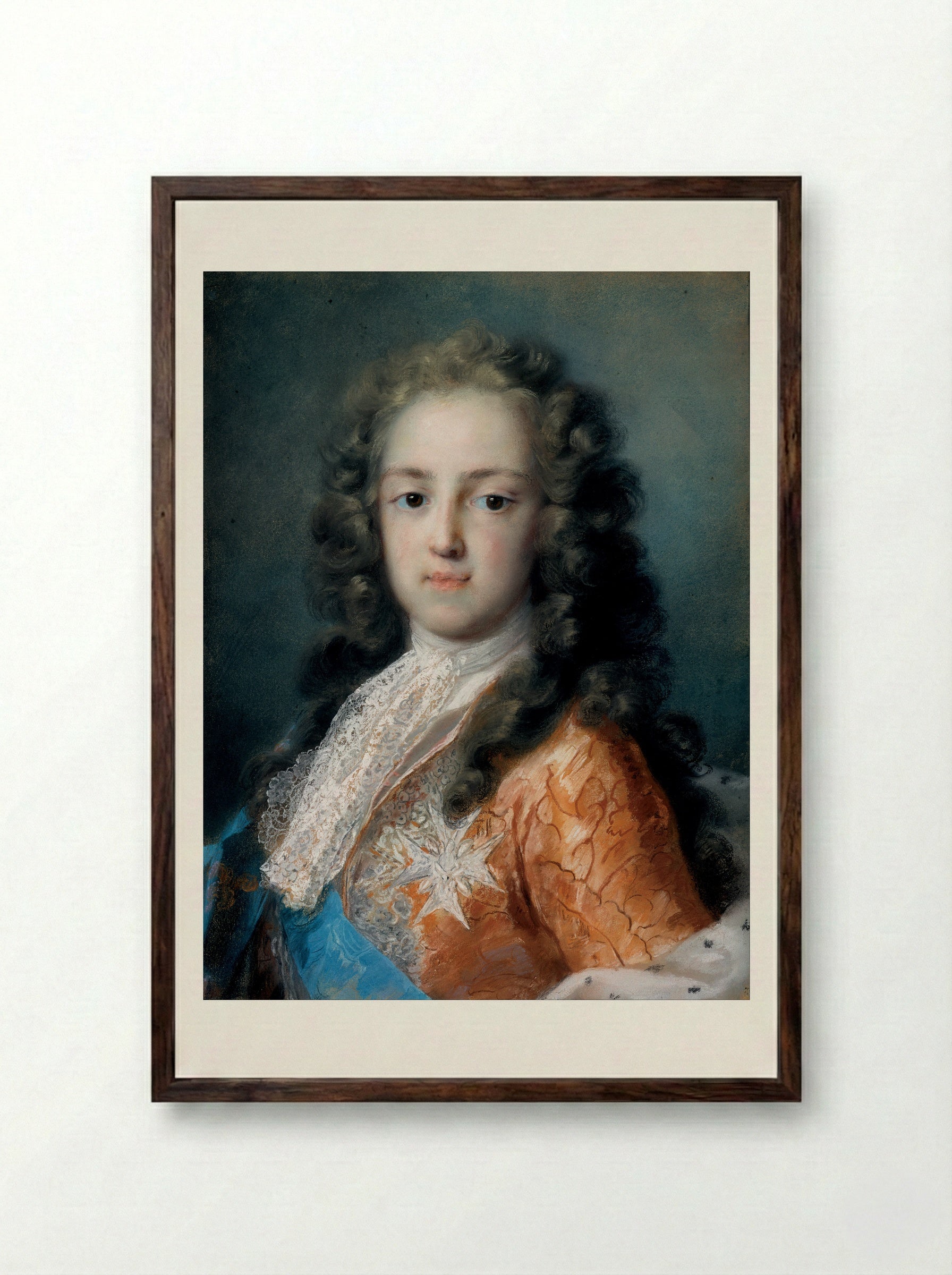 Portrait of Louis XV as Dauphin - Rosalba Carriera - Framed Print Dark Wood