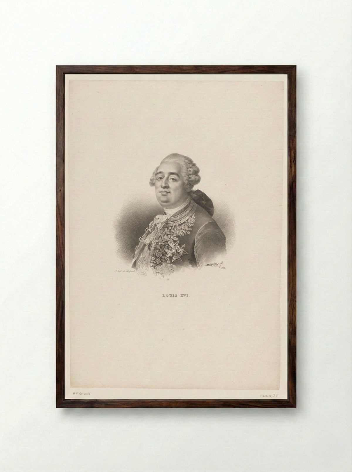 Portrait of Louis XVI - François-Séraphin Delpech - Framed Print Dark Wood