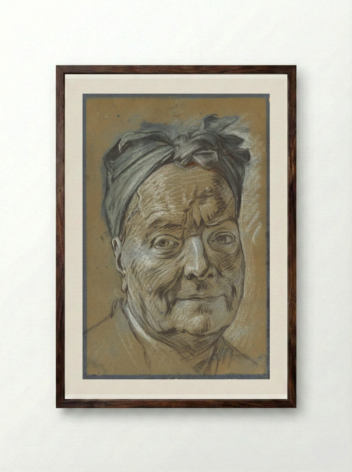 Portrait of Louis de Silvestre - Maurice Quentin de La Tour - Framed Print Dark Wood