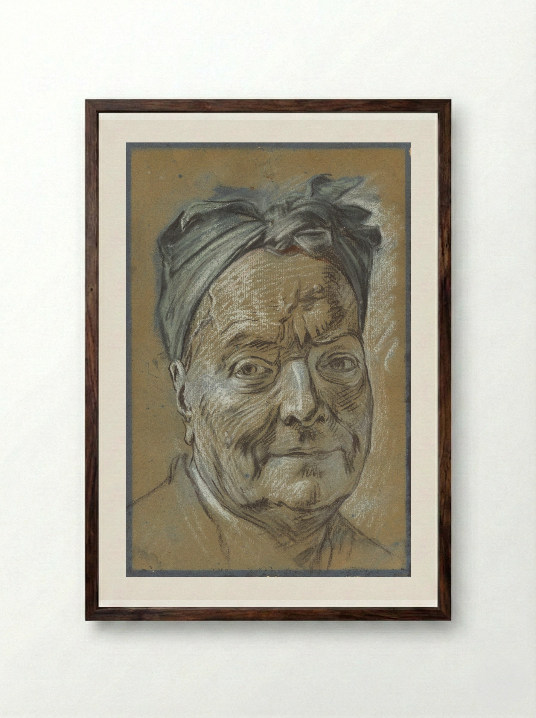 Portrait of Louis de Silvestre - Maurice Quentin de La Tour - Framed Print Dark Wood
