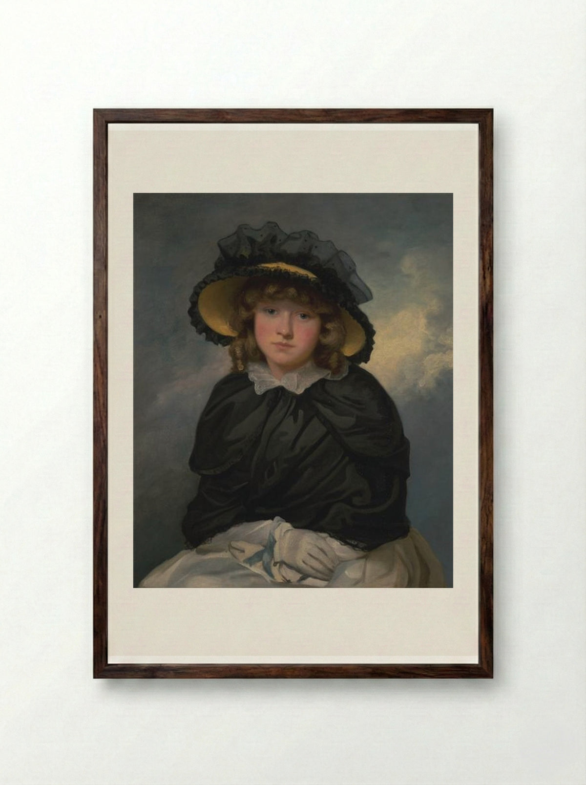 Portrait of Louisa Lane, Called 'Cecilia' - John Hoppner - Framed Print Dark Wood