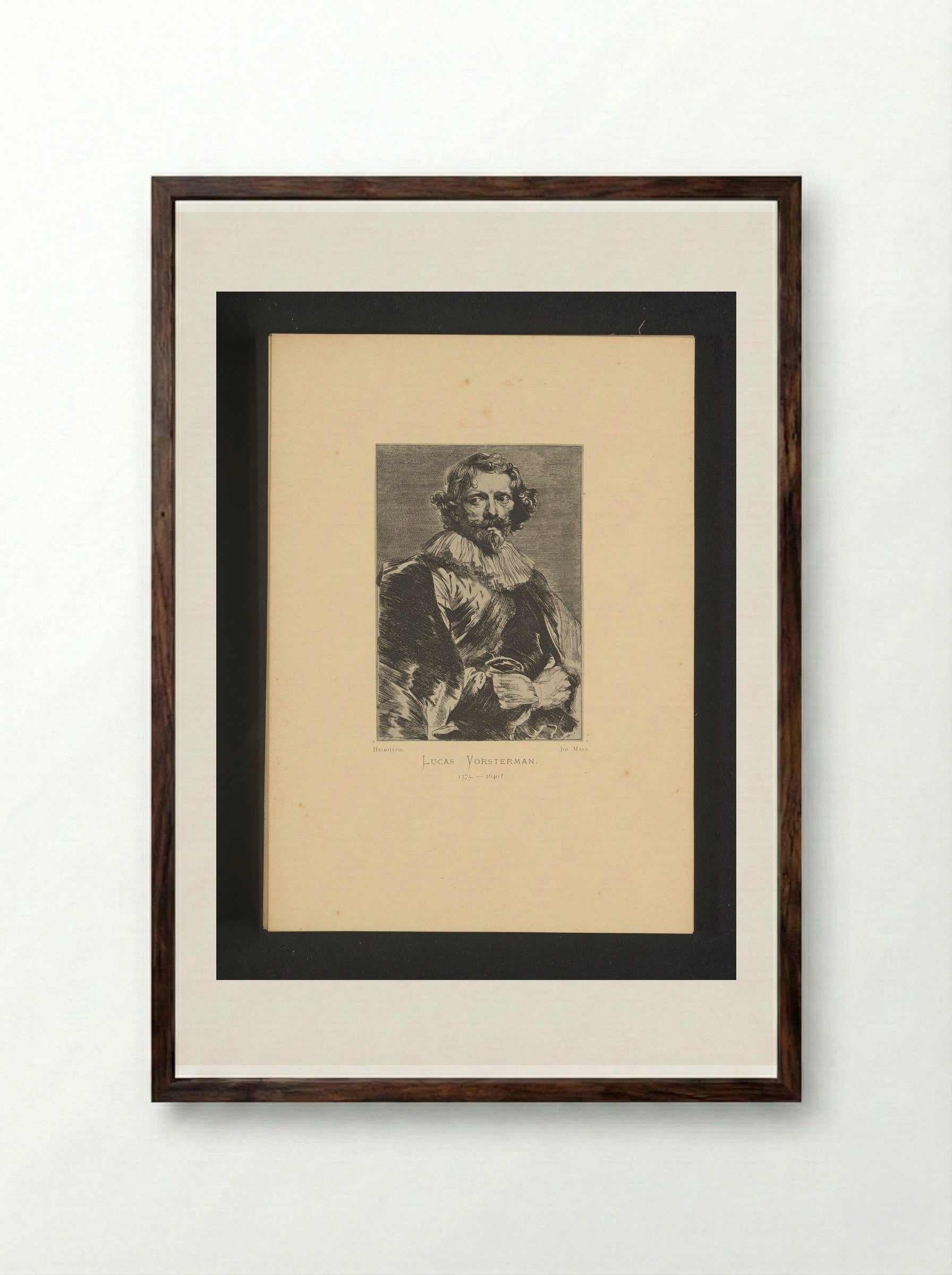 Portrait of Lucas Vorsterman I - Anthony van Dyck - Framed Print Dark Wood