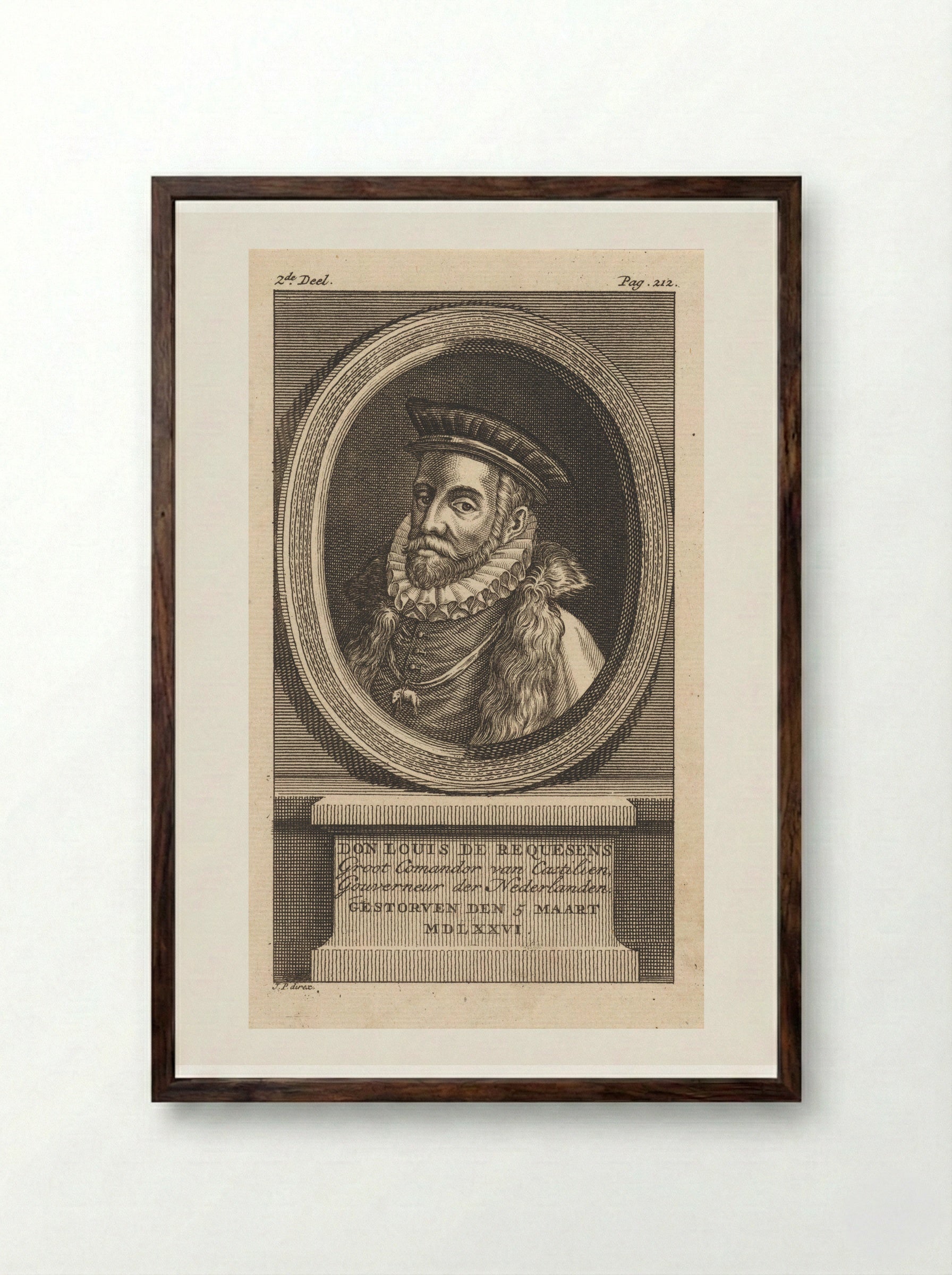 Portrait of Luis de Zúñiga y Requesens - Jan Punt - Framed Print Dark Wood