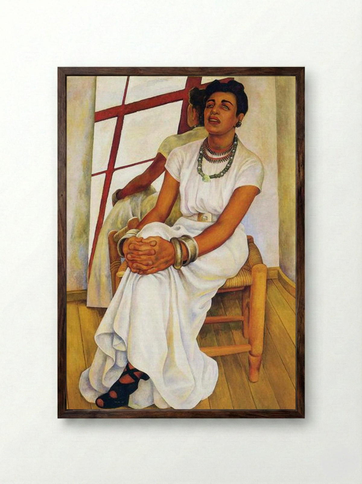 Portrait of Lupe Marin - Diego Rivera - Framed Print Dark Wood