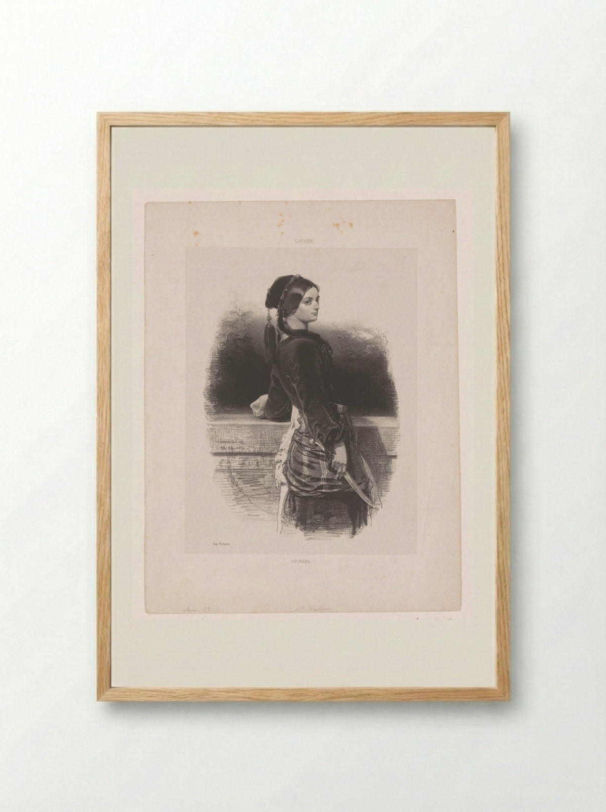 Portrait of Mélanie Waldor as Gulnare - Paul Gavarni - Framed Print Wood