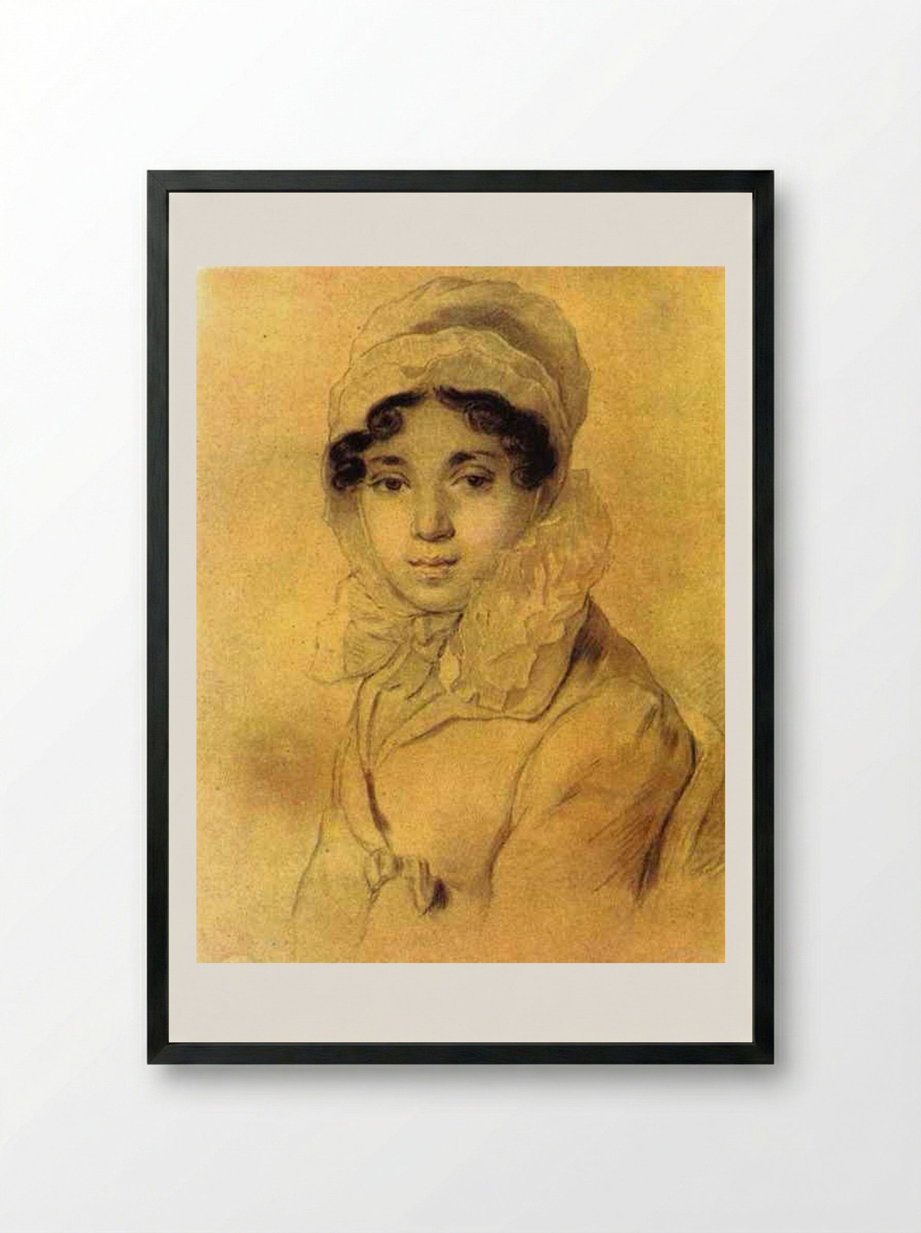 Portrait of M. A. Kikina - Orest Kiprensky - Framed Print Black