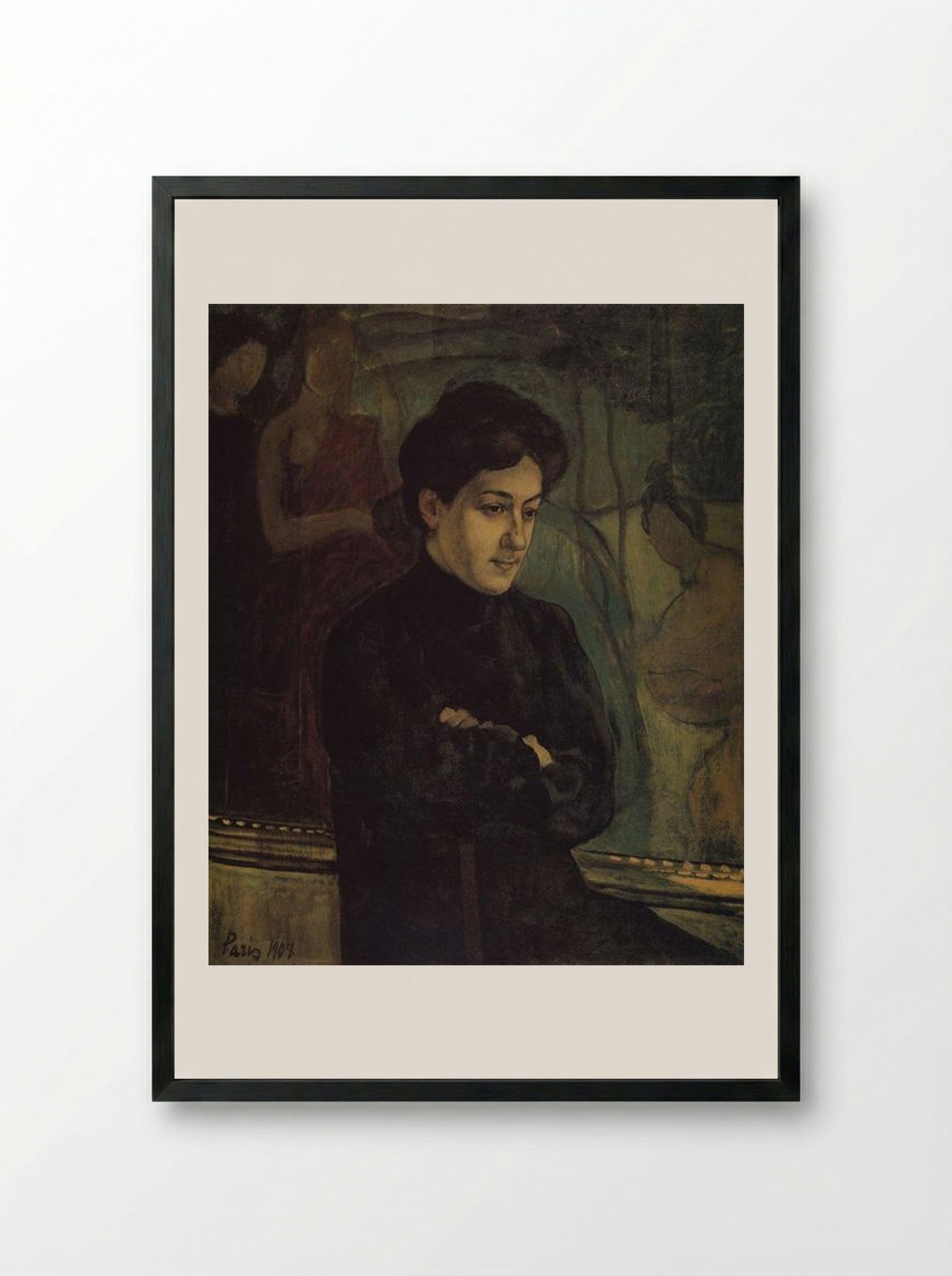 Portrait of M.F. Petrova-Vodkina - Kuzma Petrov-Vodkin - Framed Print Black