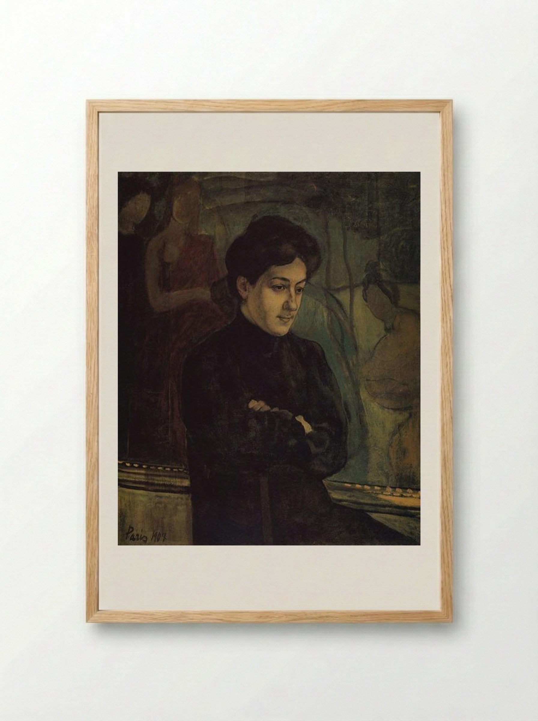 Portrait of M.F. Petrova-Vodkina - Kuzma Petrov-Vodkin - Framed Print Wood