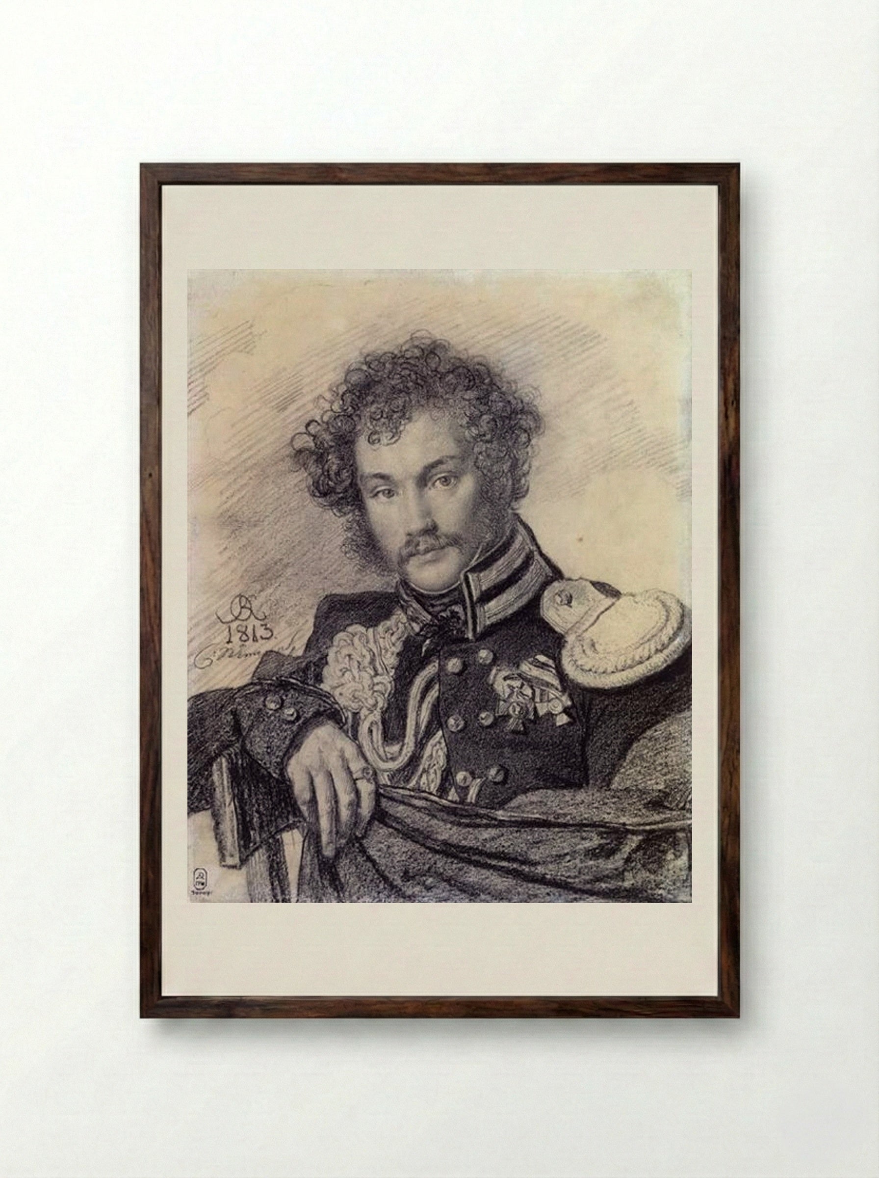 Portrait of M. Lansky - Orest Kiprensky - Framed Print Dark Wood