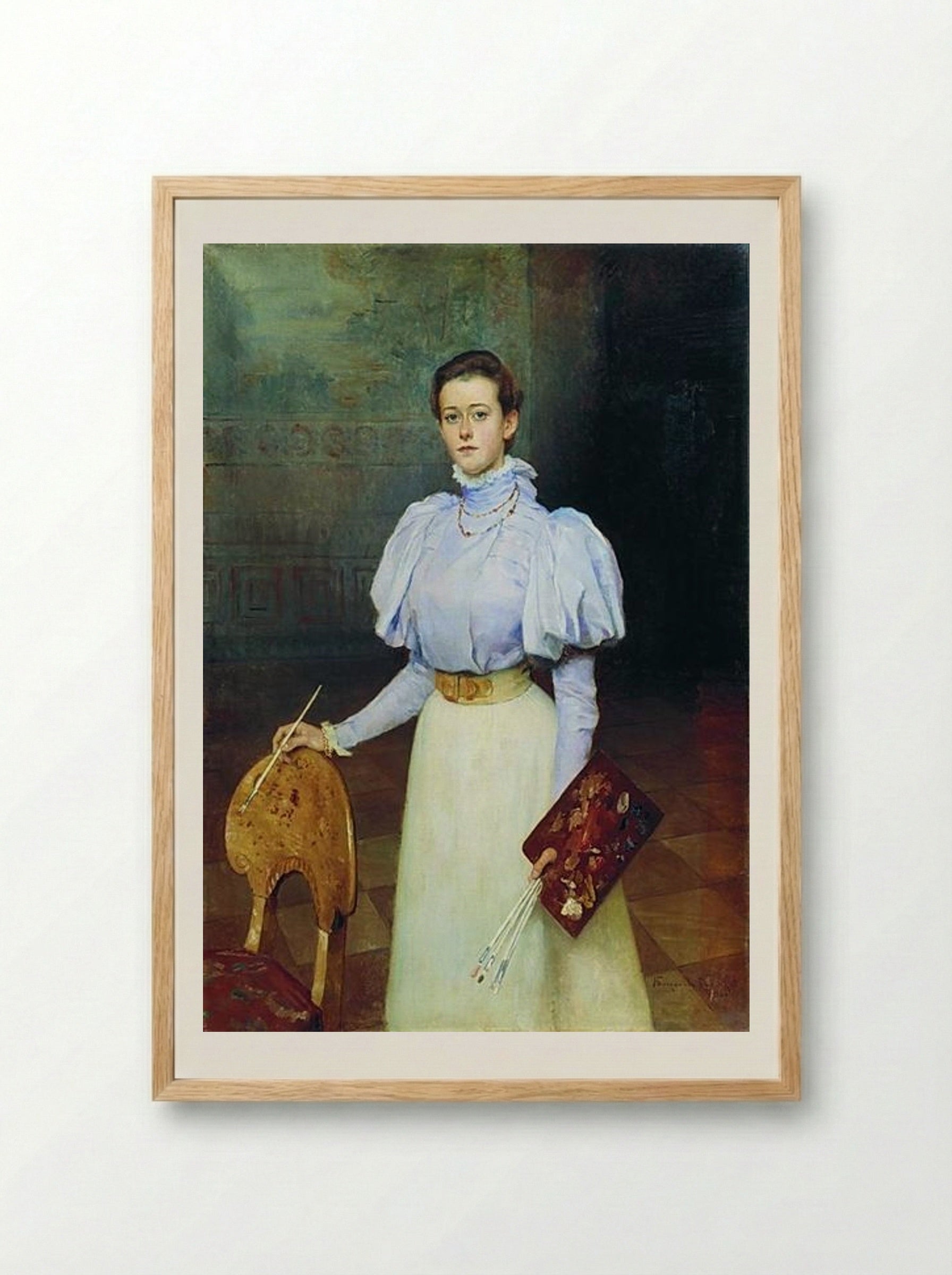 Portrait of M. Sheremetova - Nikolay Bogdanov-Belsky - Framed Print Wood