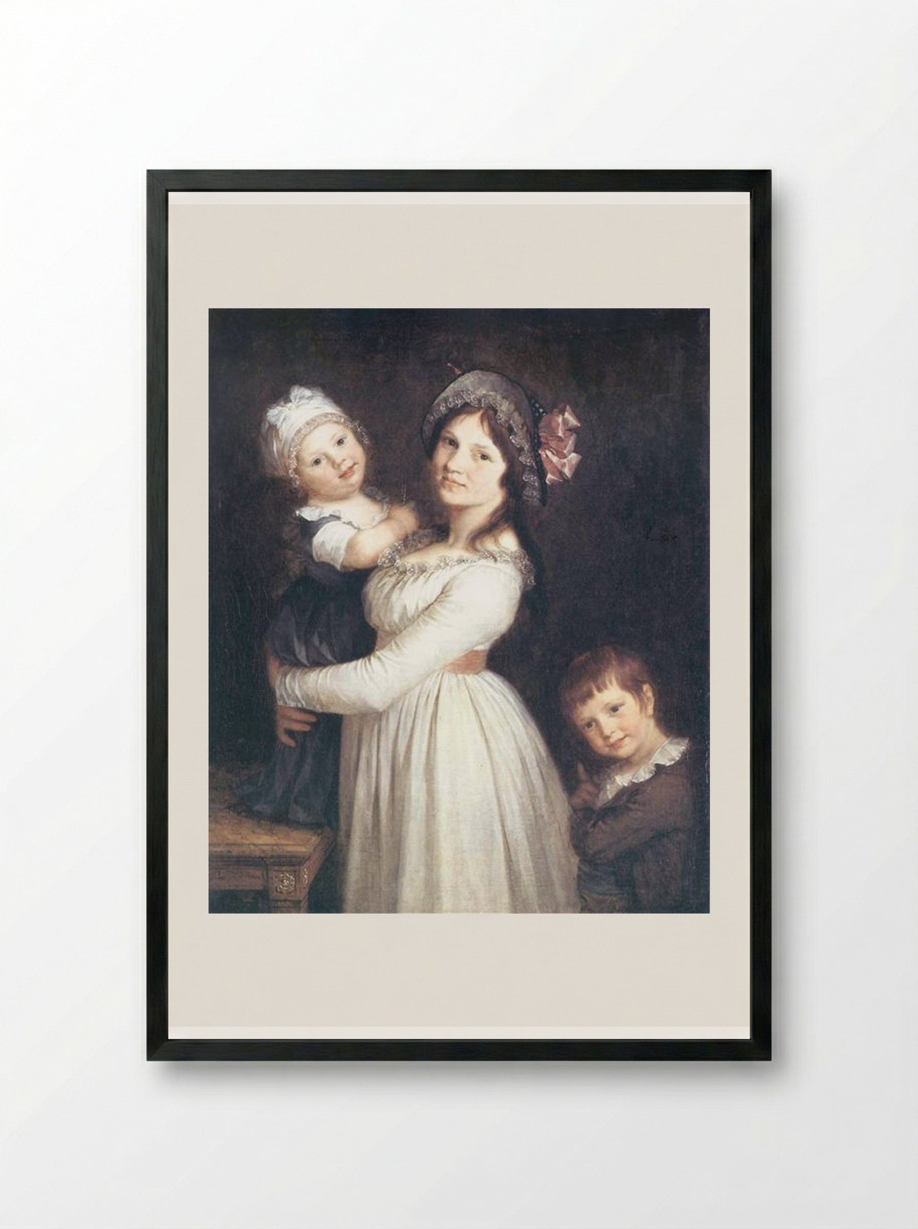 Portrait of Madame Anthony and Her Children - Pierre-Paul Prud'hon - Framed Print Black