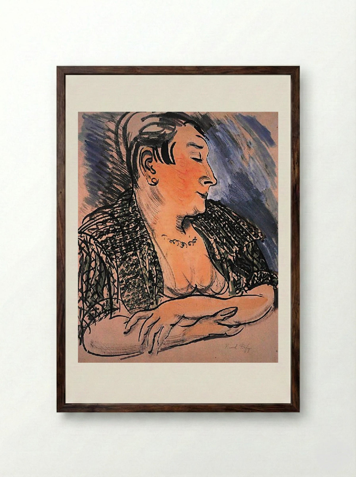 Portrait of Madame Dufy - Raoul Dufy - Framed Print Dark Wood