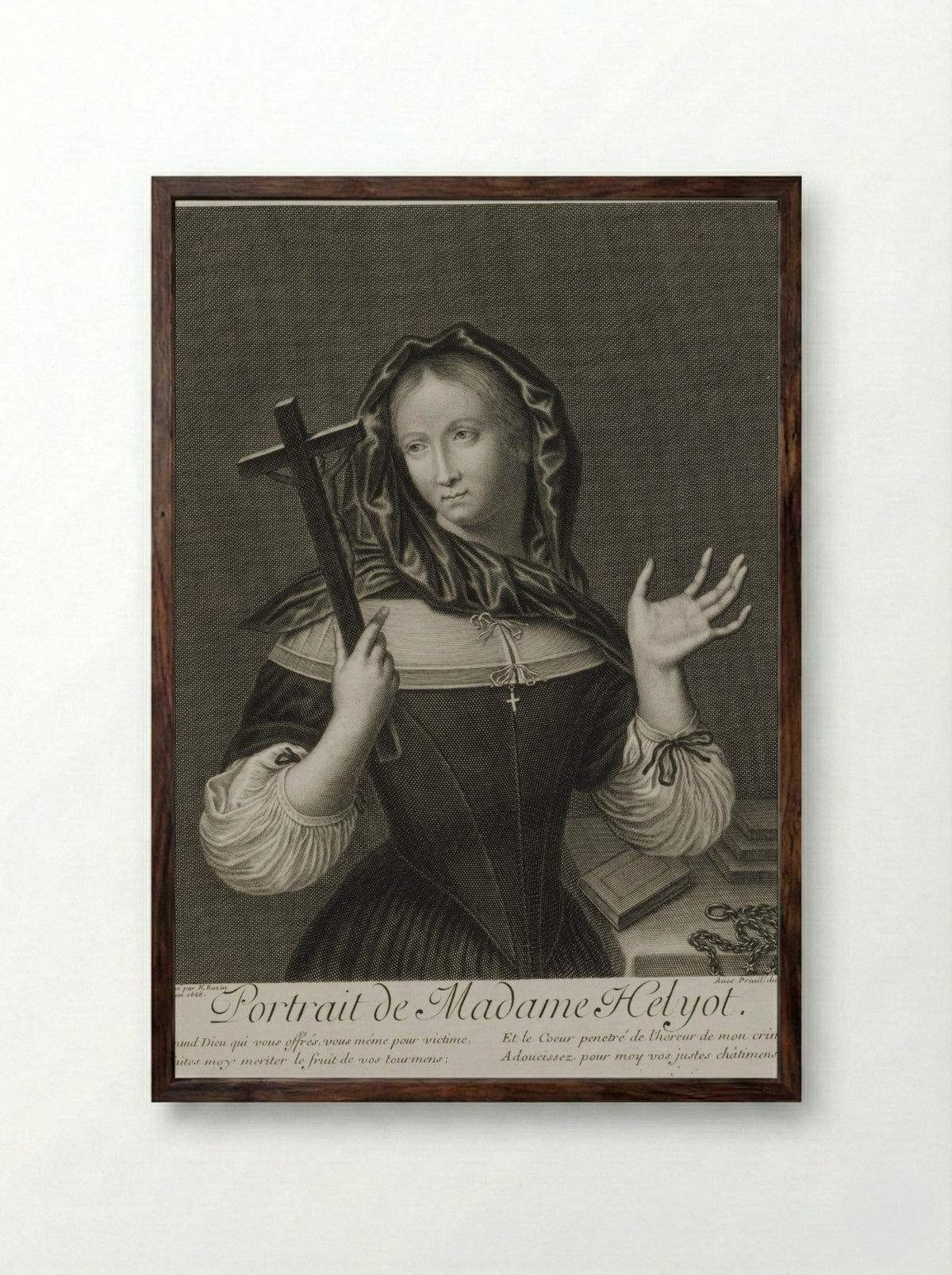 Portrait of Madame Helyot - Nicolas Bazin - Framed Print Dark Wood