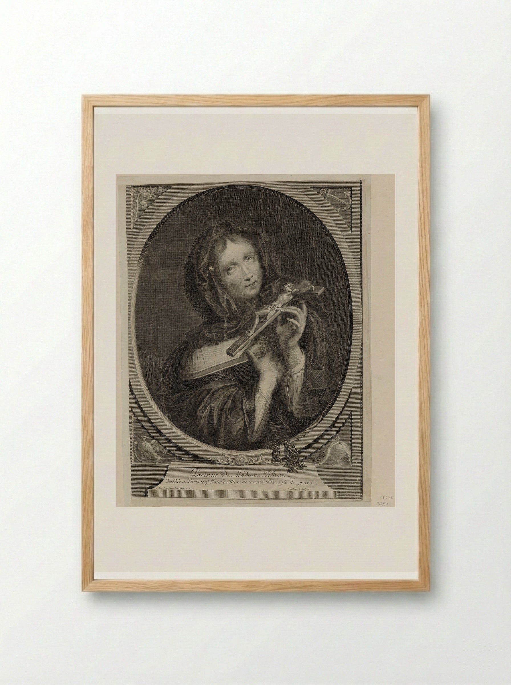 Portrait of Madame Helyot - Gérard Edelinck - Framed Print Wood